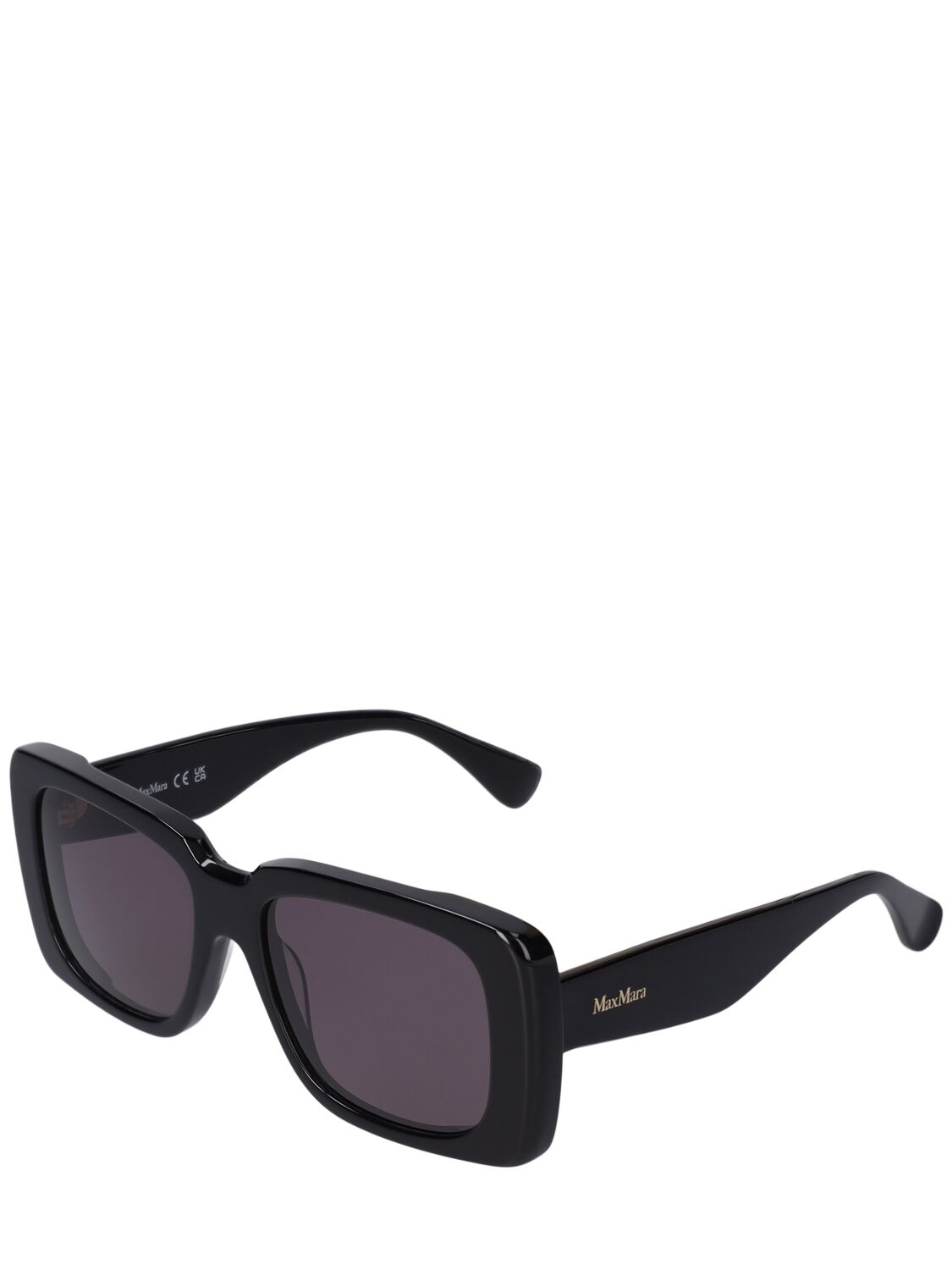 Shop Max Mara Glimpse3 Squared Acetate Sunglasses In Black,smoke