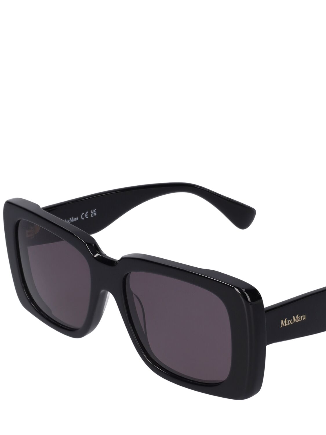 Shop Max Mara Glimpse3 Squared Acetate Sunglasses In Black,smoke