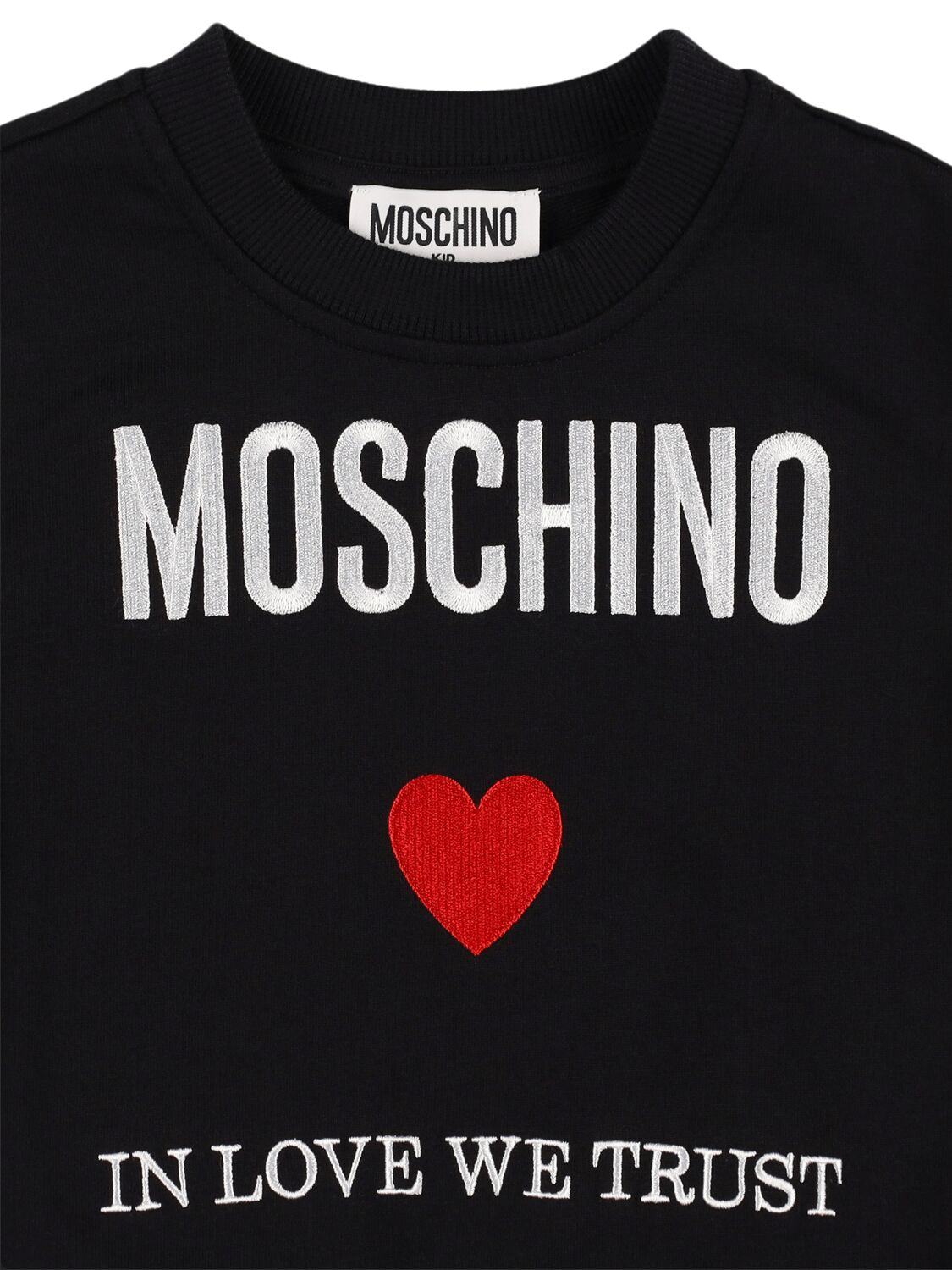 Shop Moschino Cotton Crewneck Sweatshirt In Black
