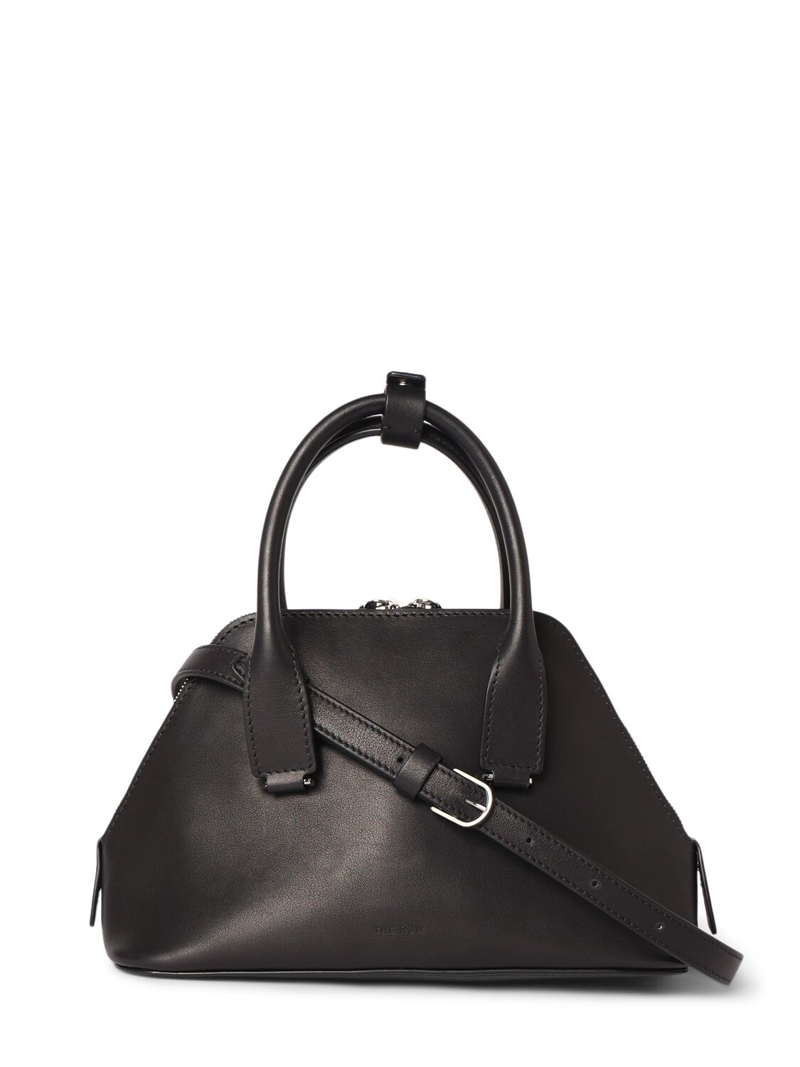 Shop The Row Mini Devon Saddle Leather Top Handle Bag In Black