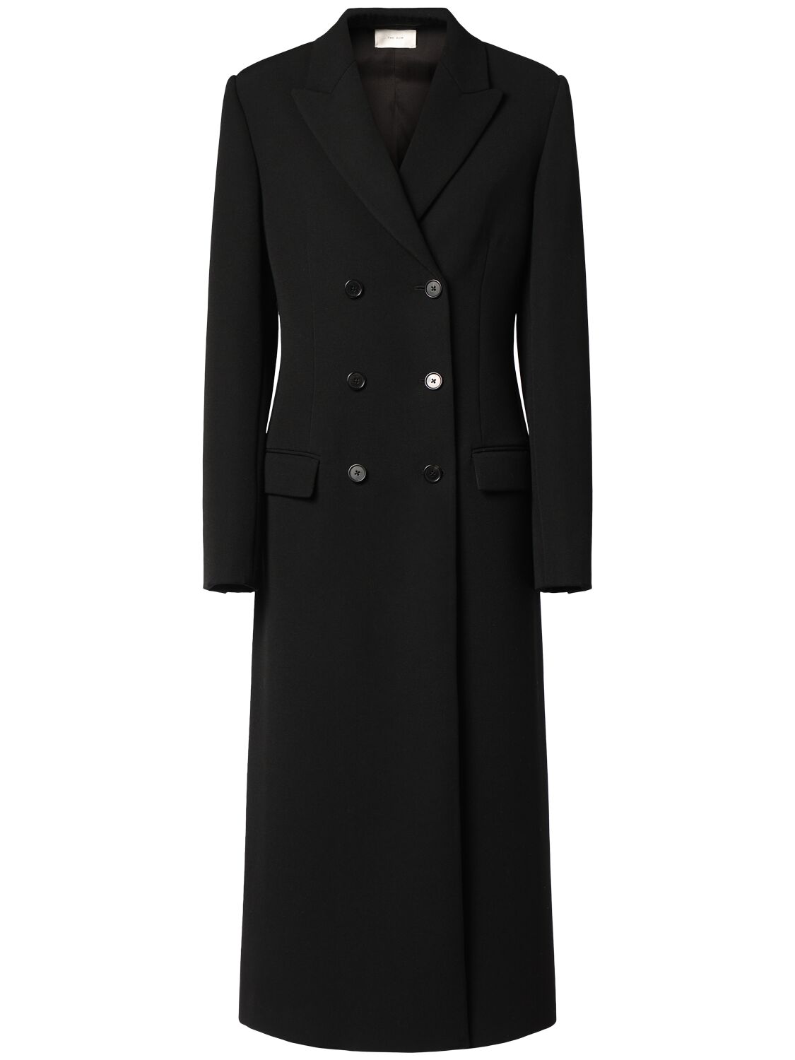 Shop The Row Woody Double Breast Wool Long Coat In Black