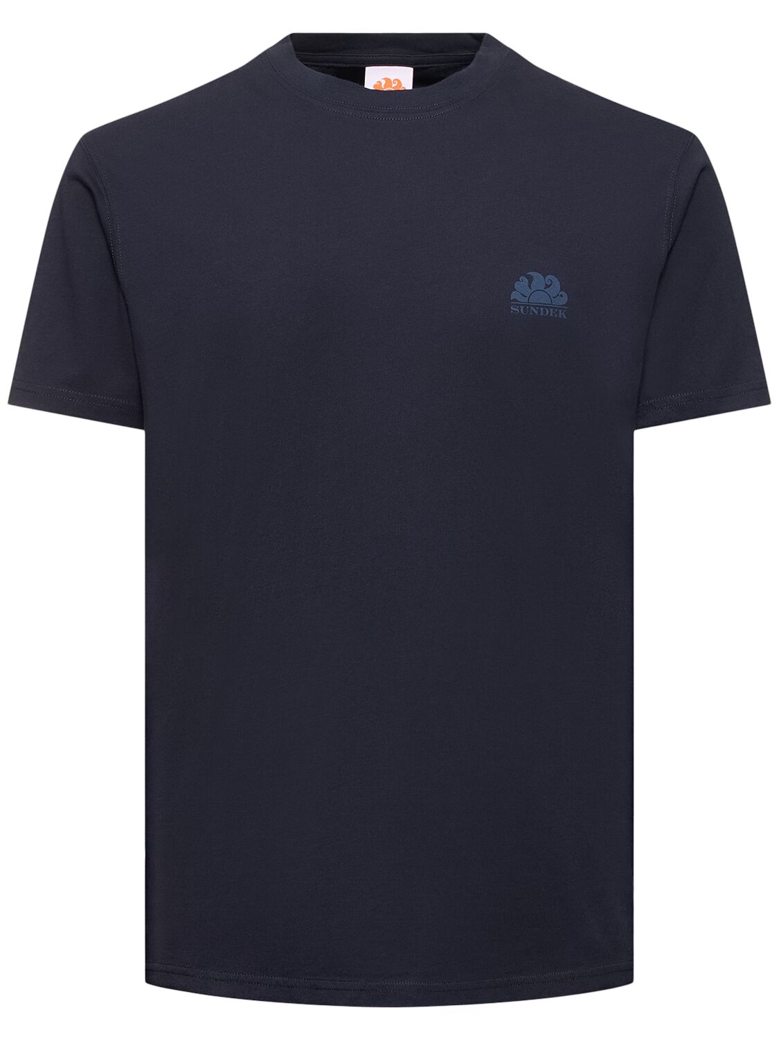 Sundek Logo印花棉质平纹针织t恤 In Blue