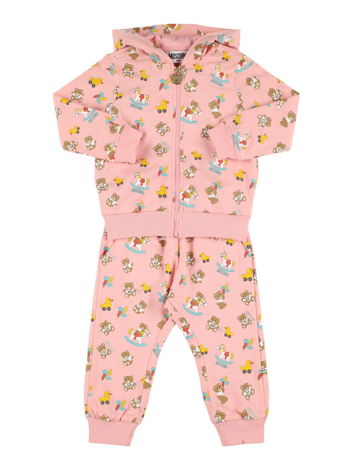 Moschino Kids' Cotton Hooded Sweatshirt & Trousers In Pink