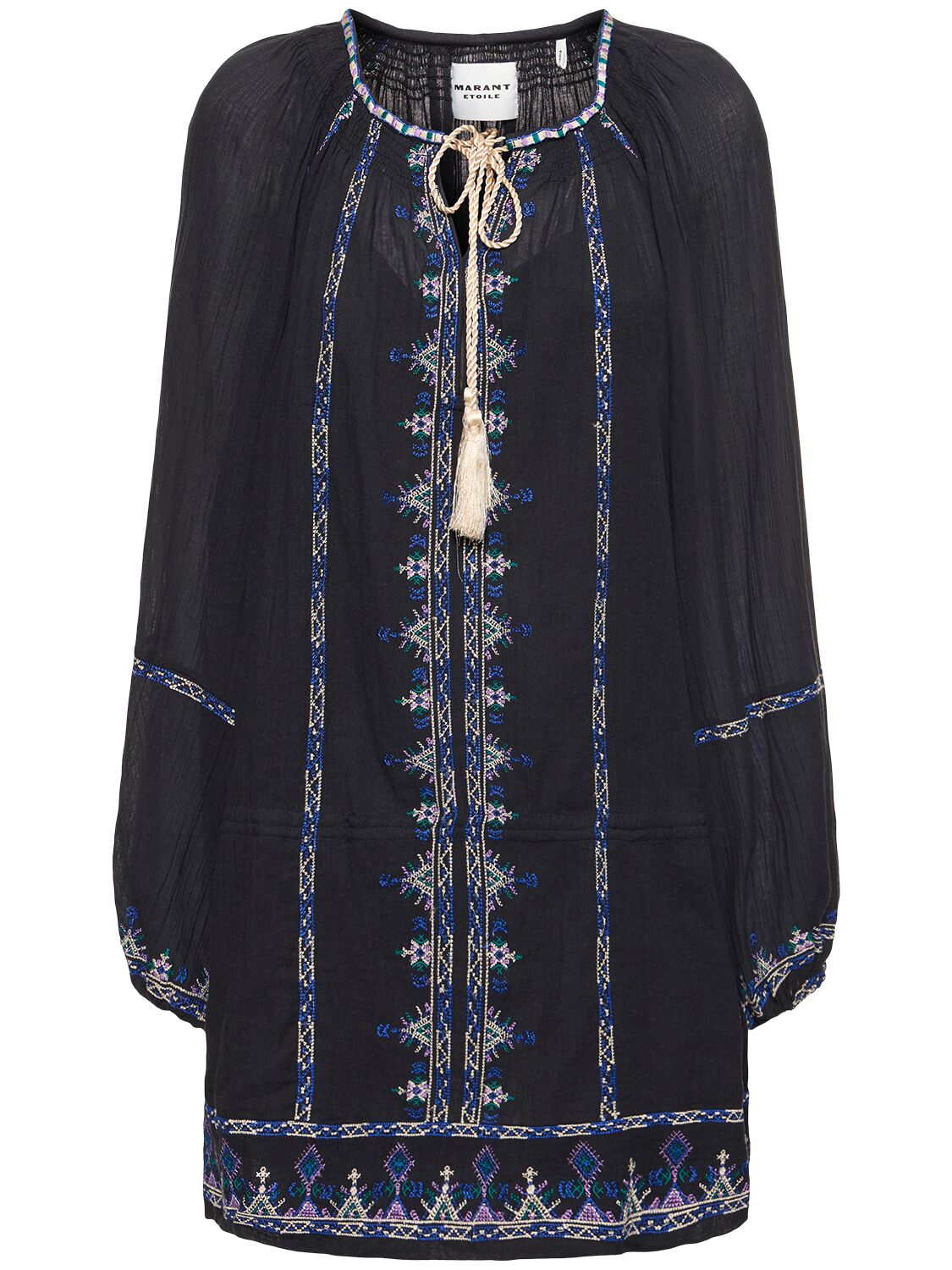 Marant Etoile Parsley Embroidered Cotton Voile Minidress In 블랙