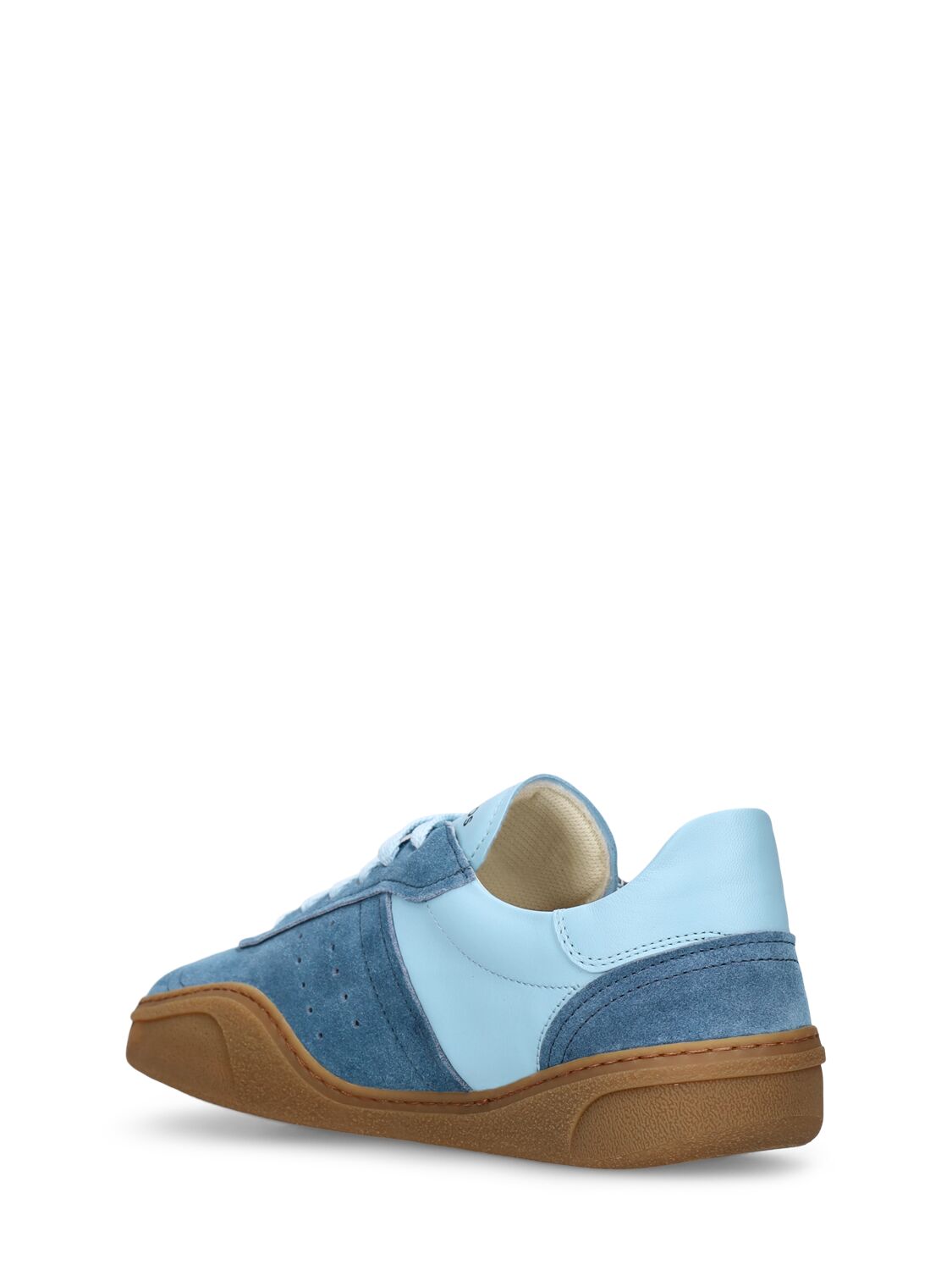 Shop Acne Studios Bars Leather Sneakers In Light Blue,tan
