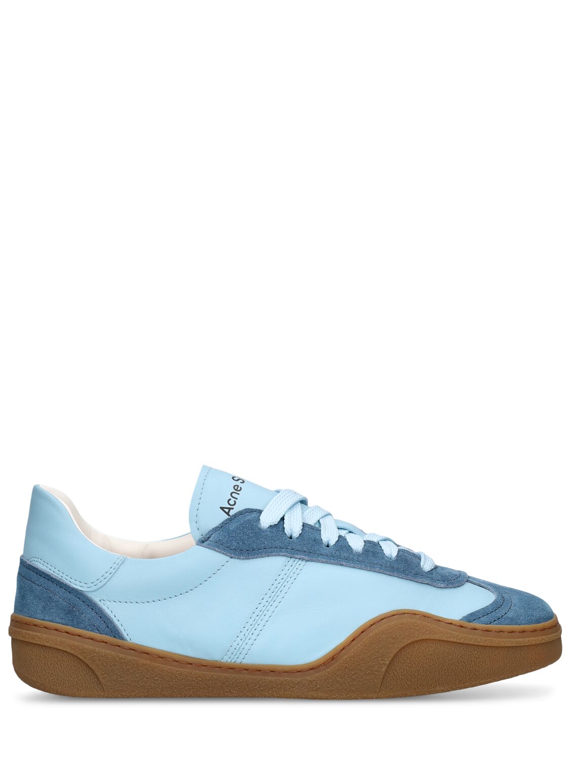 Acne Studios Bars Leather Trainers In Light Blue,tan