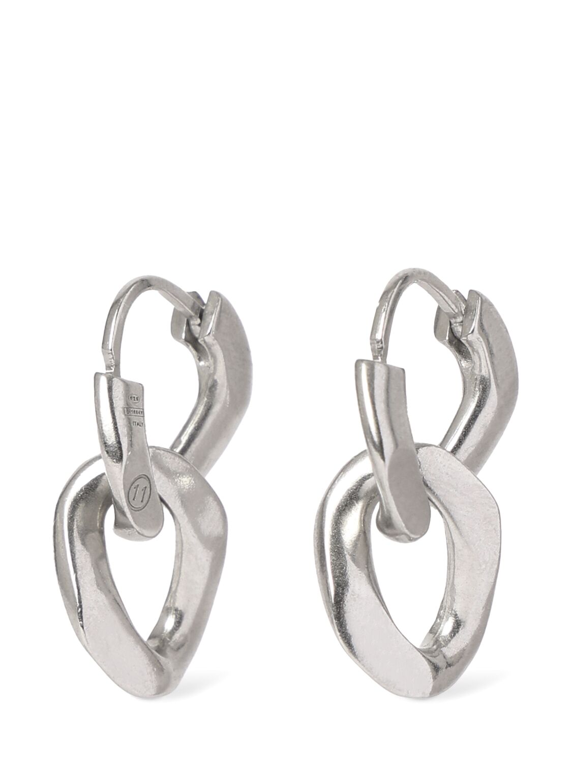 Shop Maison Margiela Double Chain Earrings In Silver