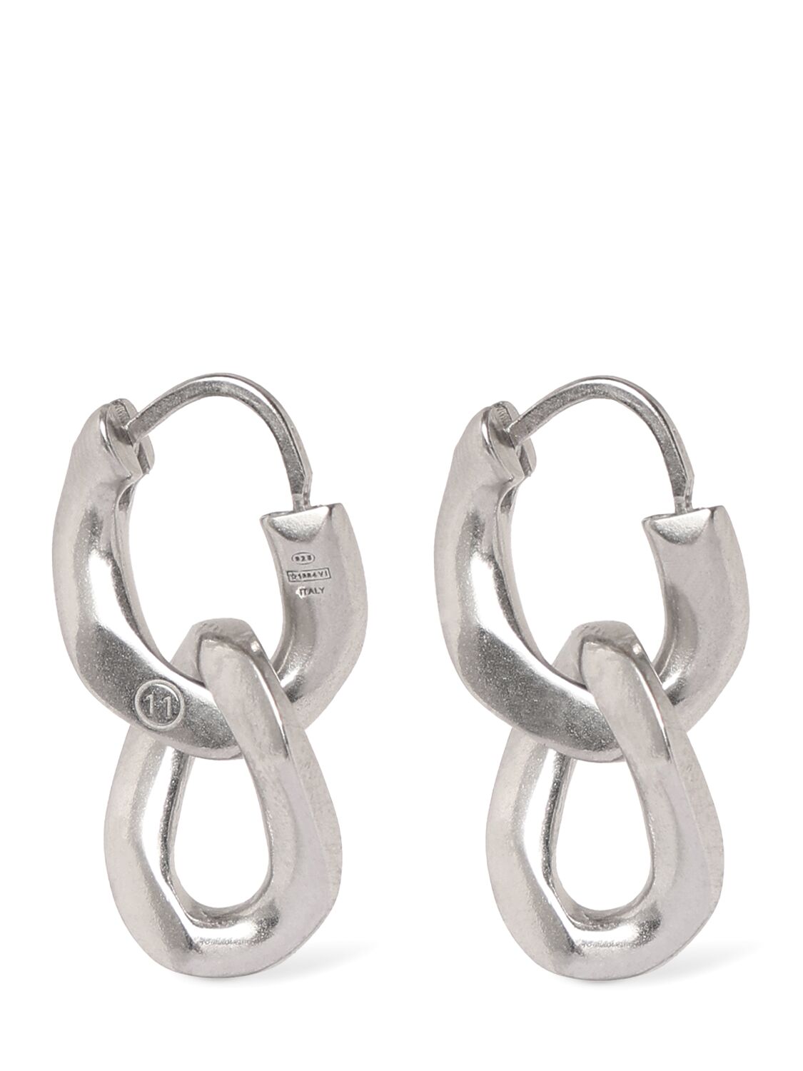 Shop Maison Margiela Double Chain Earrings In Silver