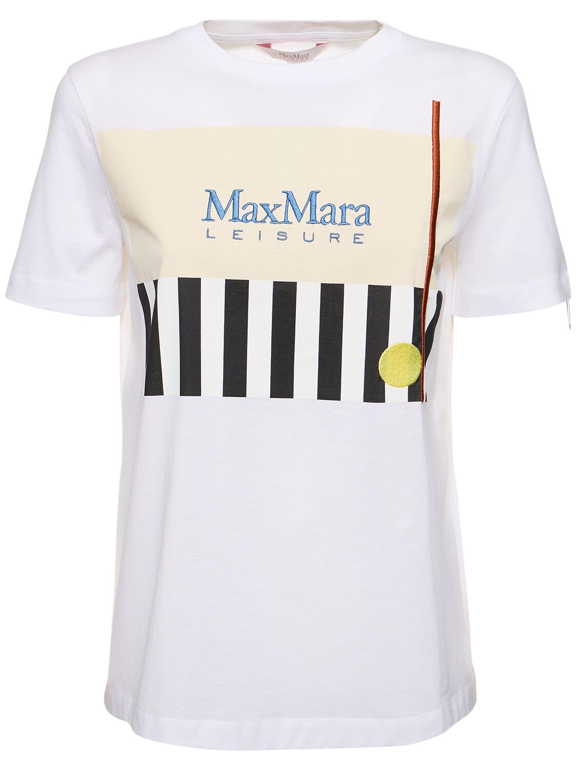 Max Mara Satrapo Printed Cotton Jersey T-shirt In White,stripe