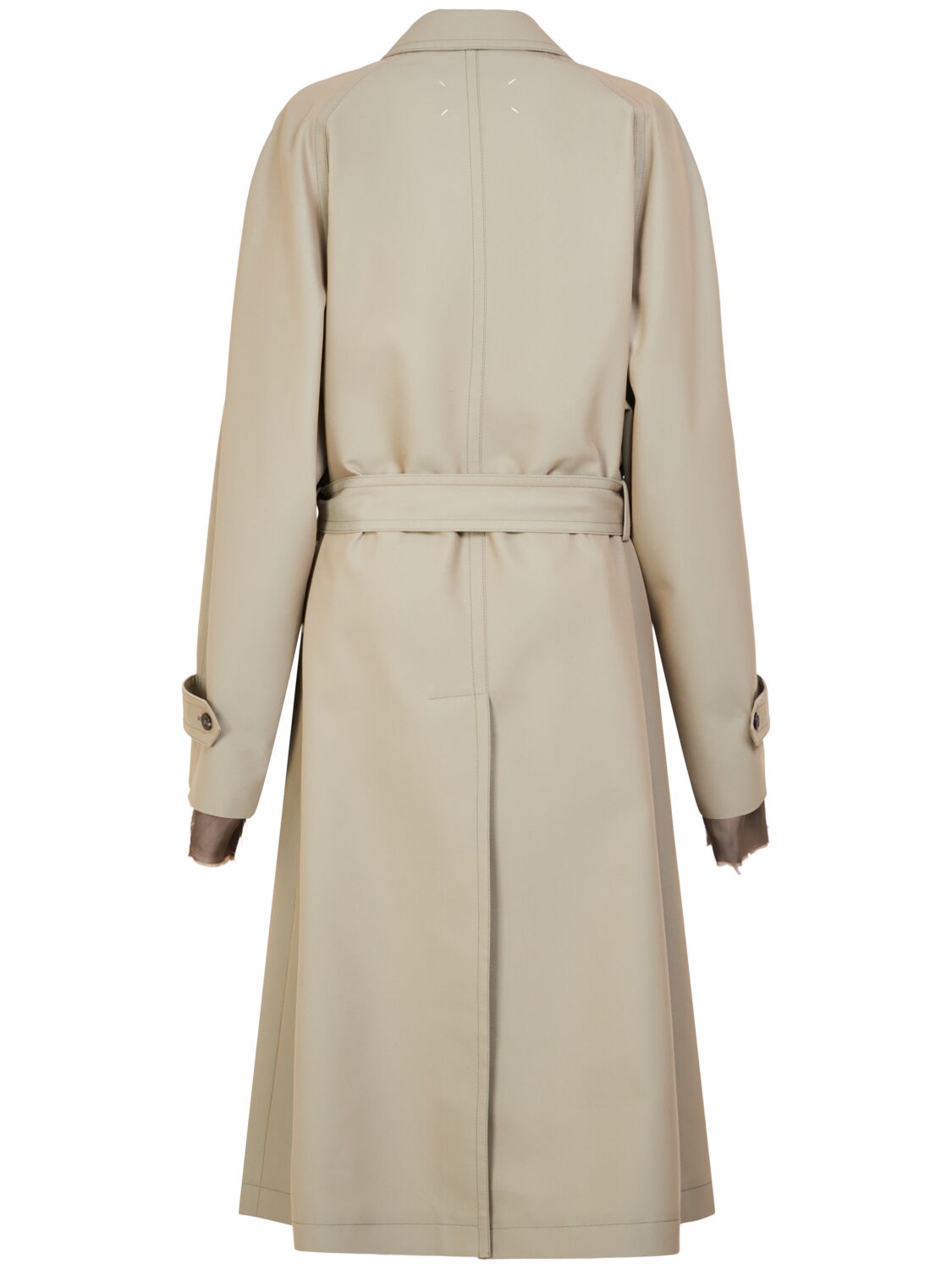 Shop Maison Margiela Belted Cotton Twill Long Trench Coat In Beige