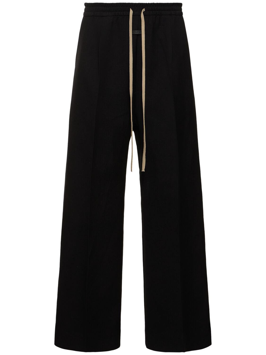 Image of Pleated Cotton Blend Wide Pants
