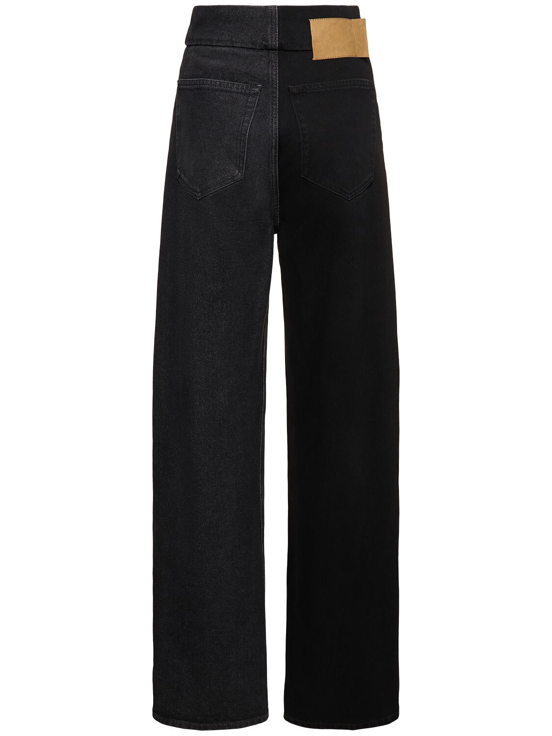Shop Mm6 Maison Margiela Bicolor Straight Denim Jeans In Black,grey