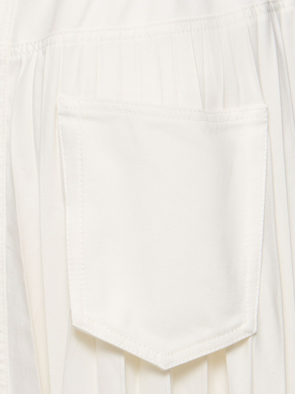 Shop Sacai Denim Pleated Skirt In 오프 화이트