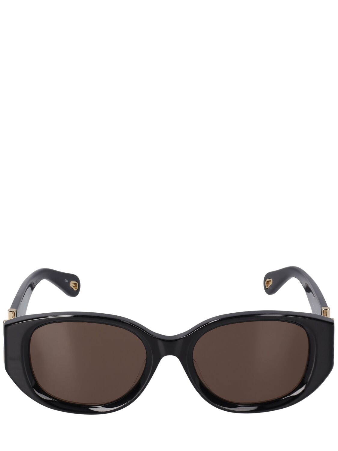 Chloé Marcie Oval Bio-acetate Sunglasses In Black,brown