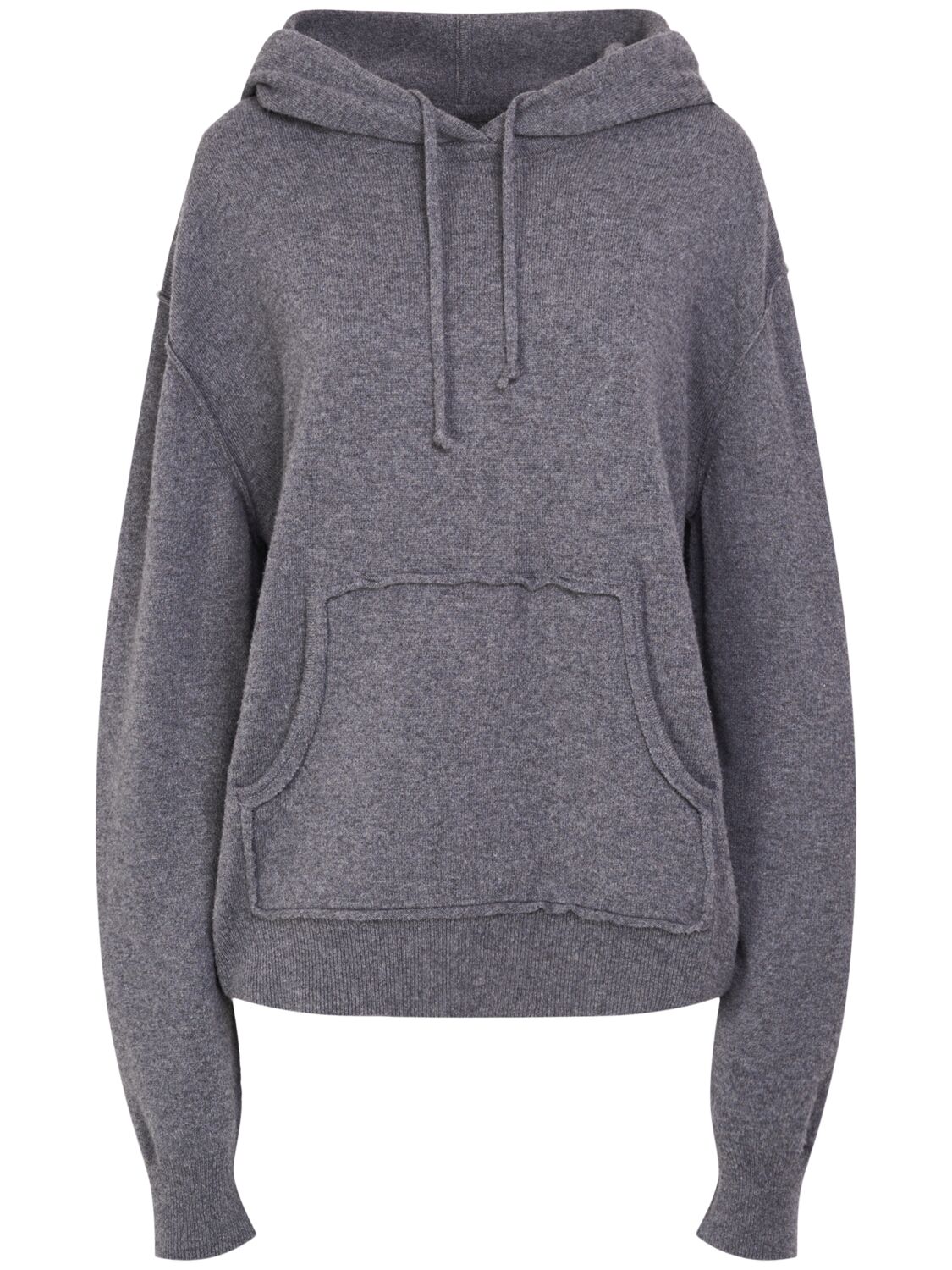 Maison Margiela Hooded Cashmere Blend Knit Sweater In Gray