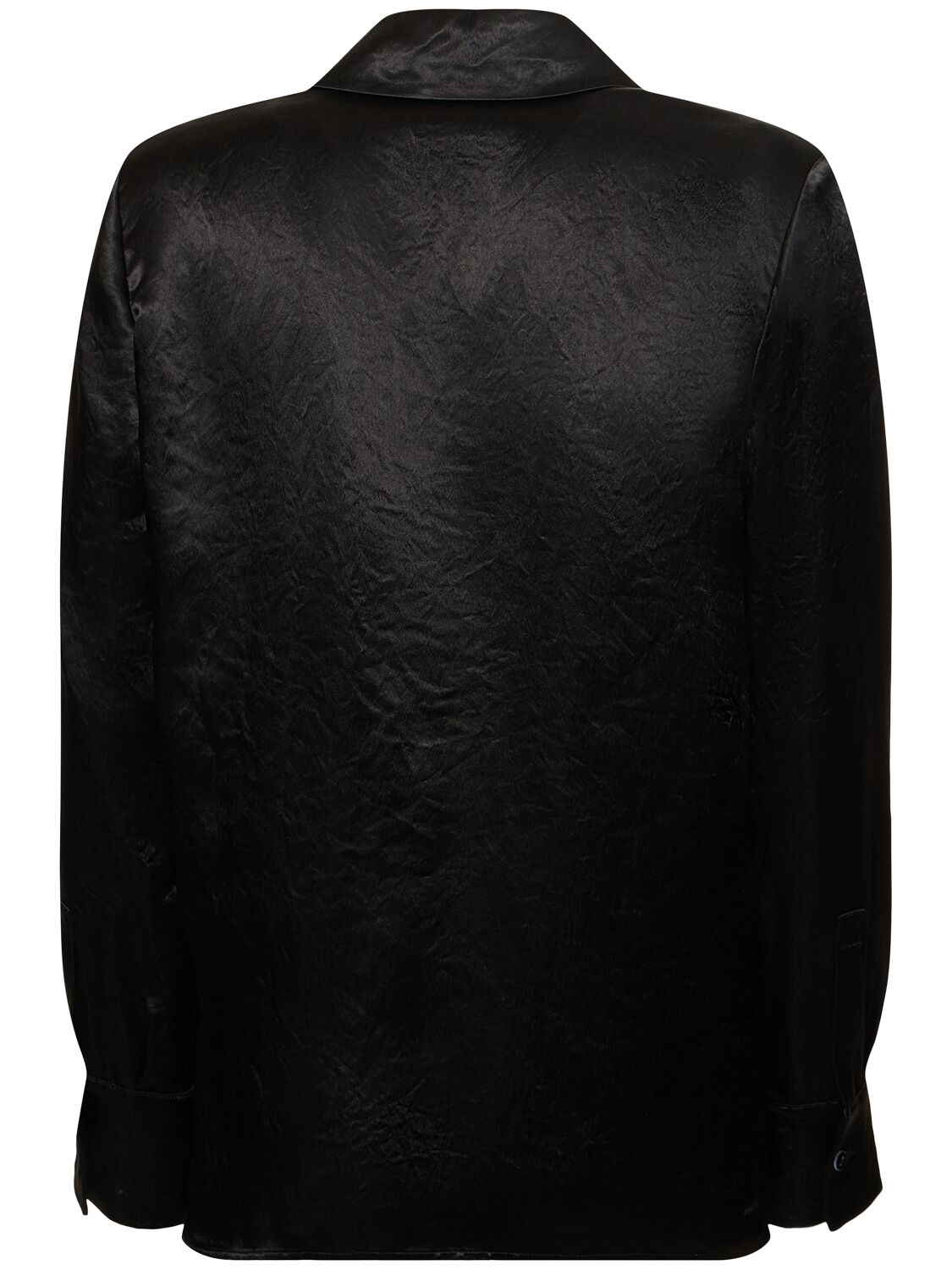 Shop Max Mara Vignola Satin Shirt W/ Self-tie Scarf In Black