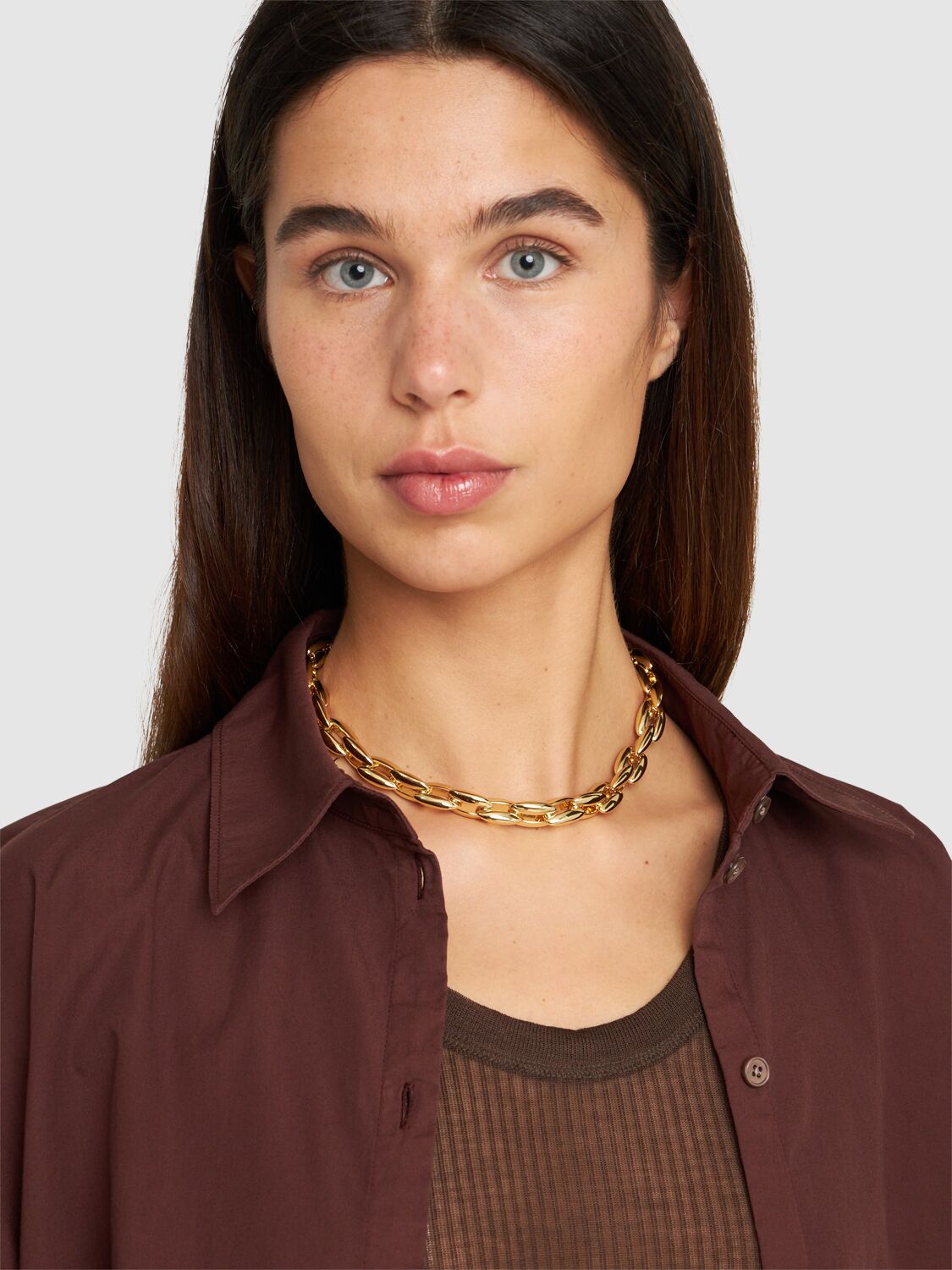 Shop Anine Bing Oval Link Chain Necklace In Gold