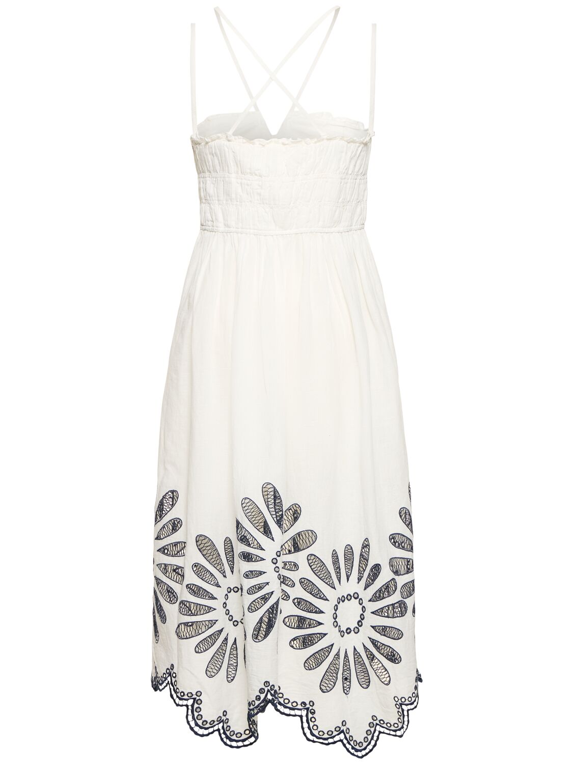 Shop Ulla Johnson Beatrice Linen & Cotton Midi Dress In 화이트