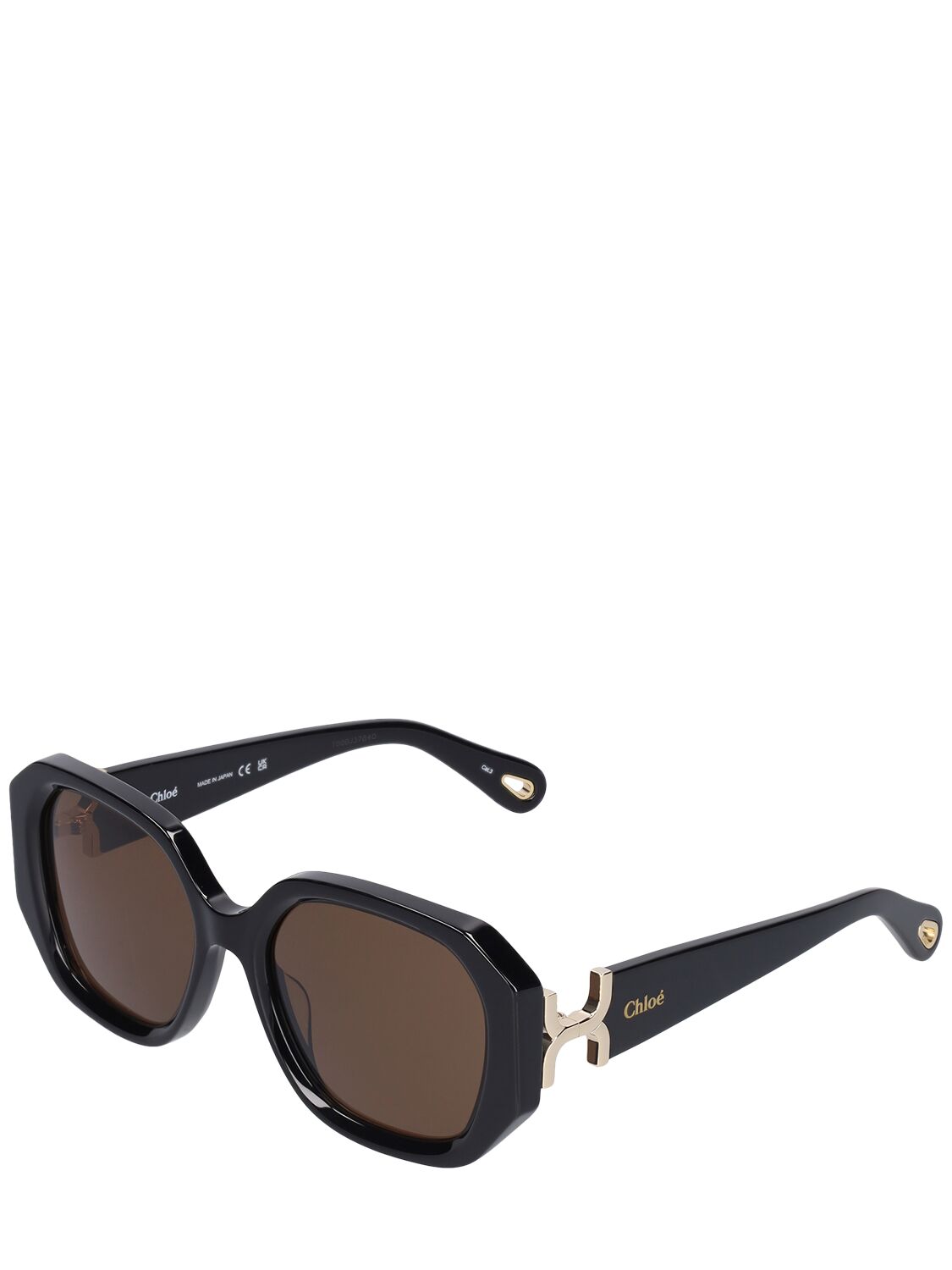 Shop Chloé Marcie Squared Bio-acetate Sunglasses In Black,brown