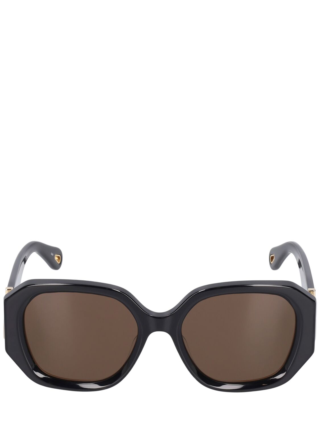 Chloé Marcie Squared Bio-acetate Sunglasses In Black,brown