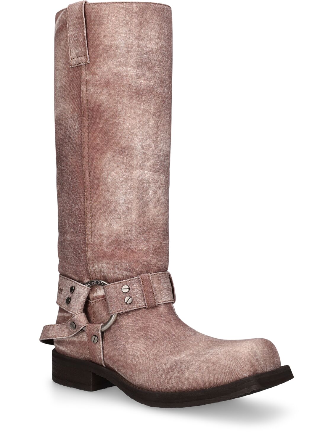 Shop Acne Studios 35mm Balius Denim Tall Boots In Light Brown