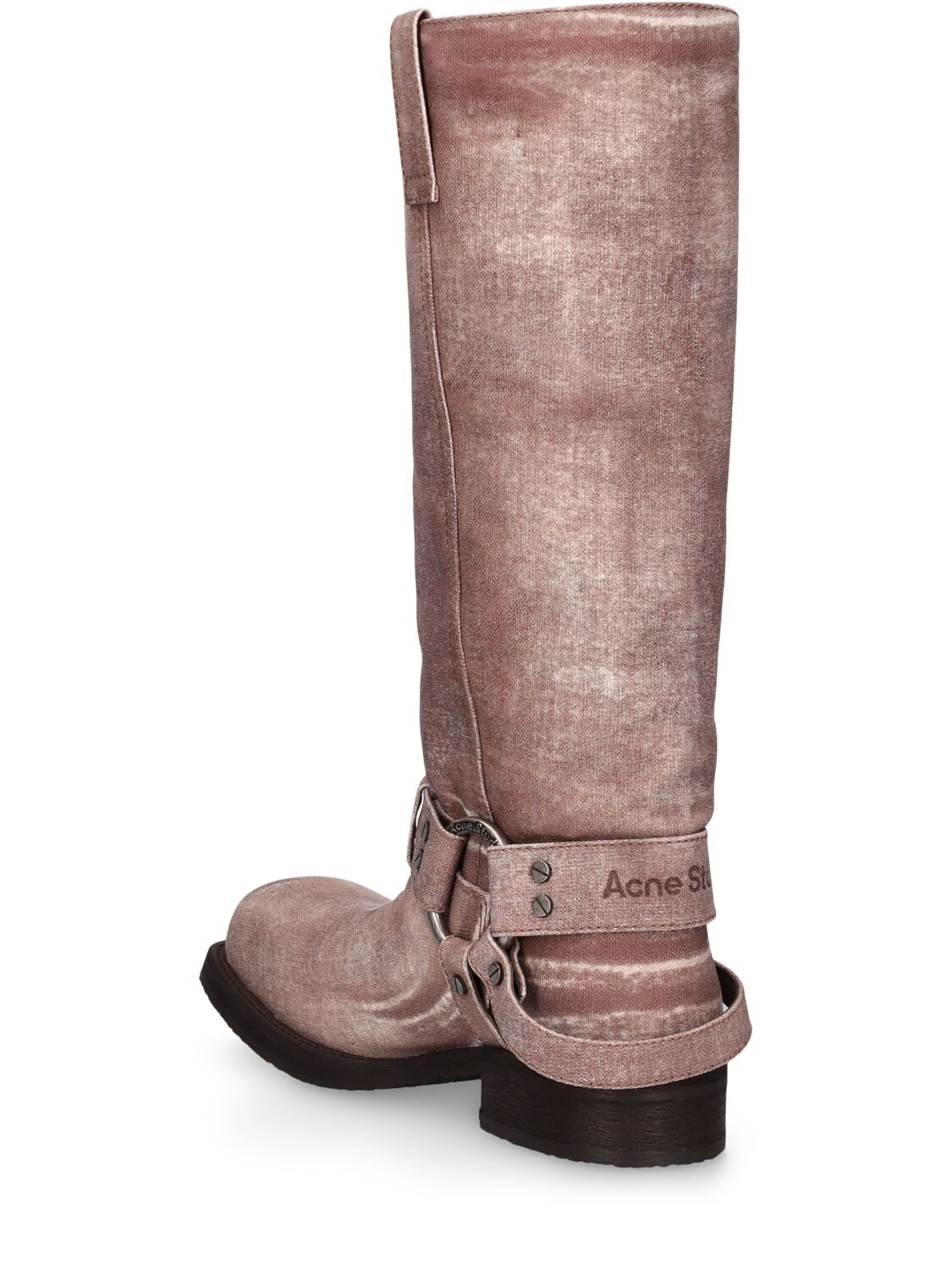 Shop Acne Studios 35mm Balius Denim Tall Boots In Light Brown