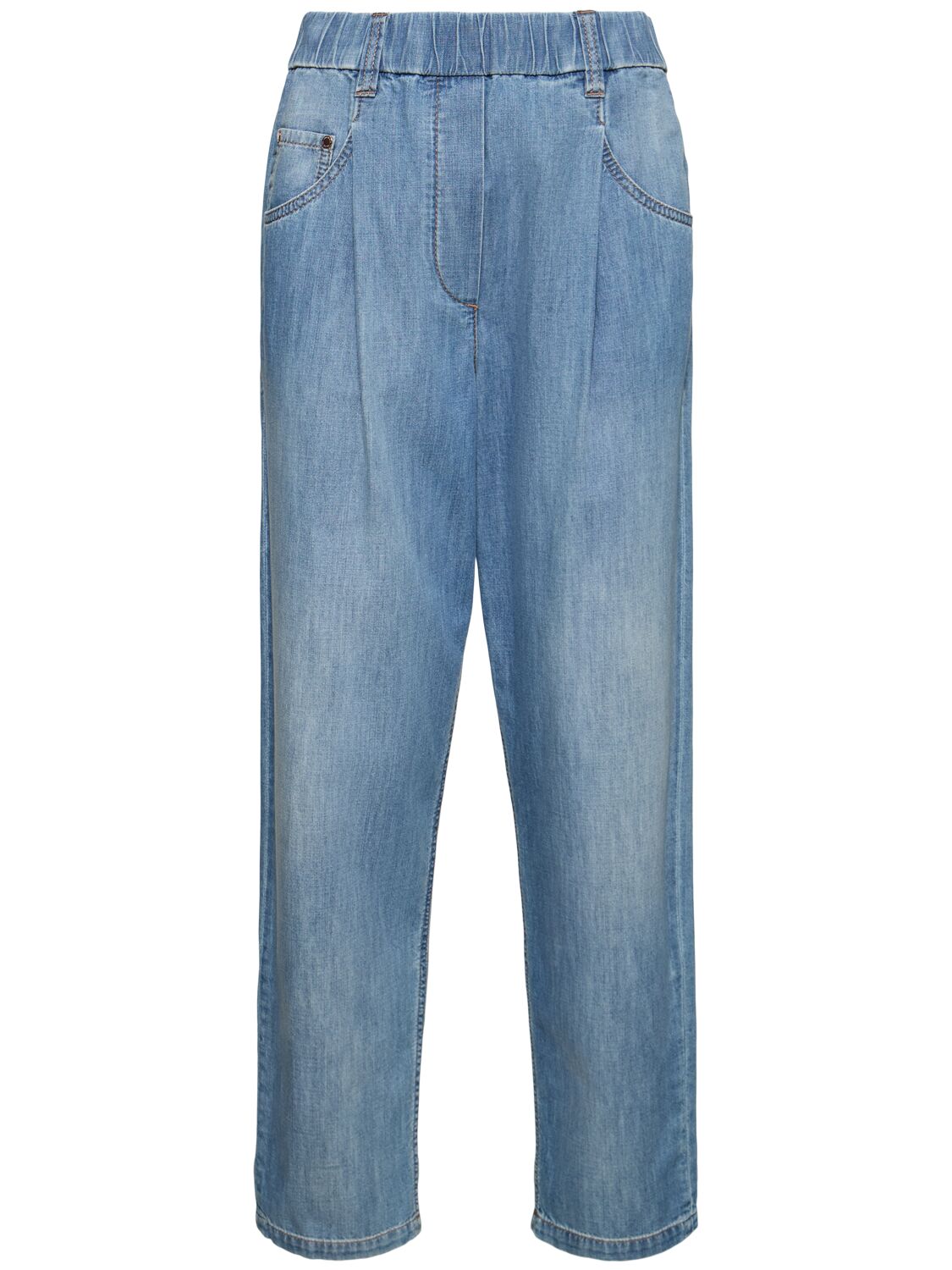 Shop Brunello Cucinelli Light Denim Wide Jeans In Light Blue