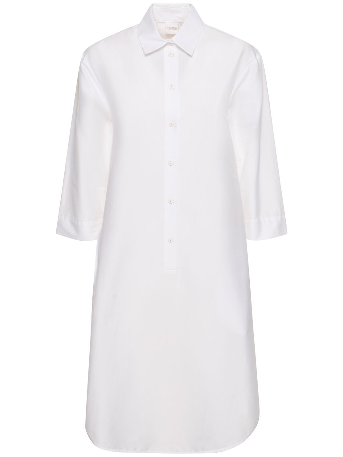 Shop Max Mara Quincy Cotton Poplin Midi Shirt Dress In White