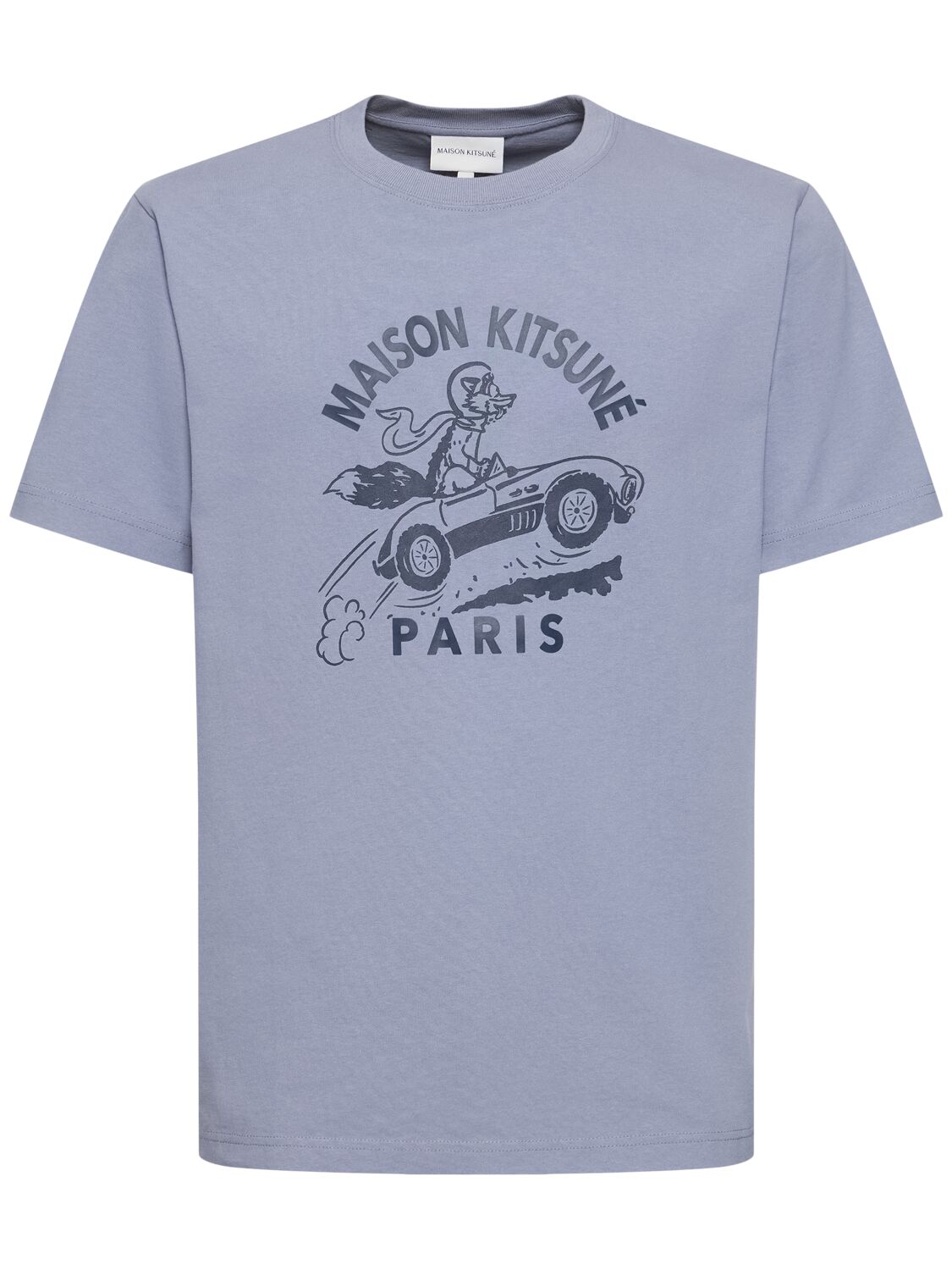 Shop Maison Kitsuné Racing Fox Comfort T-shirt In Duster Blue