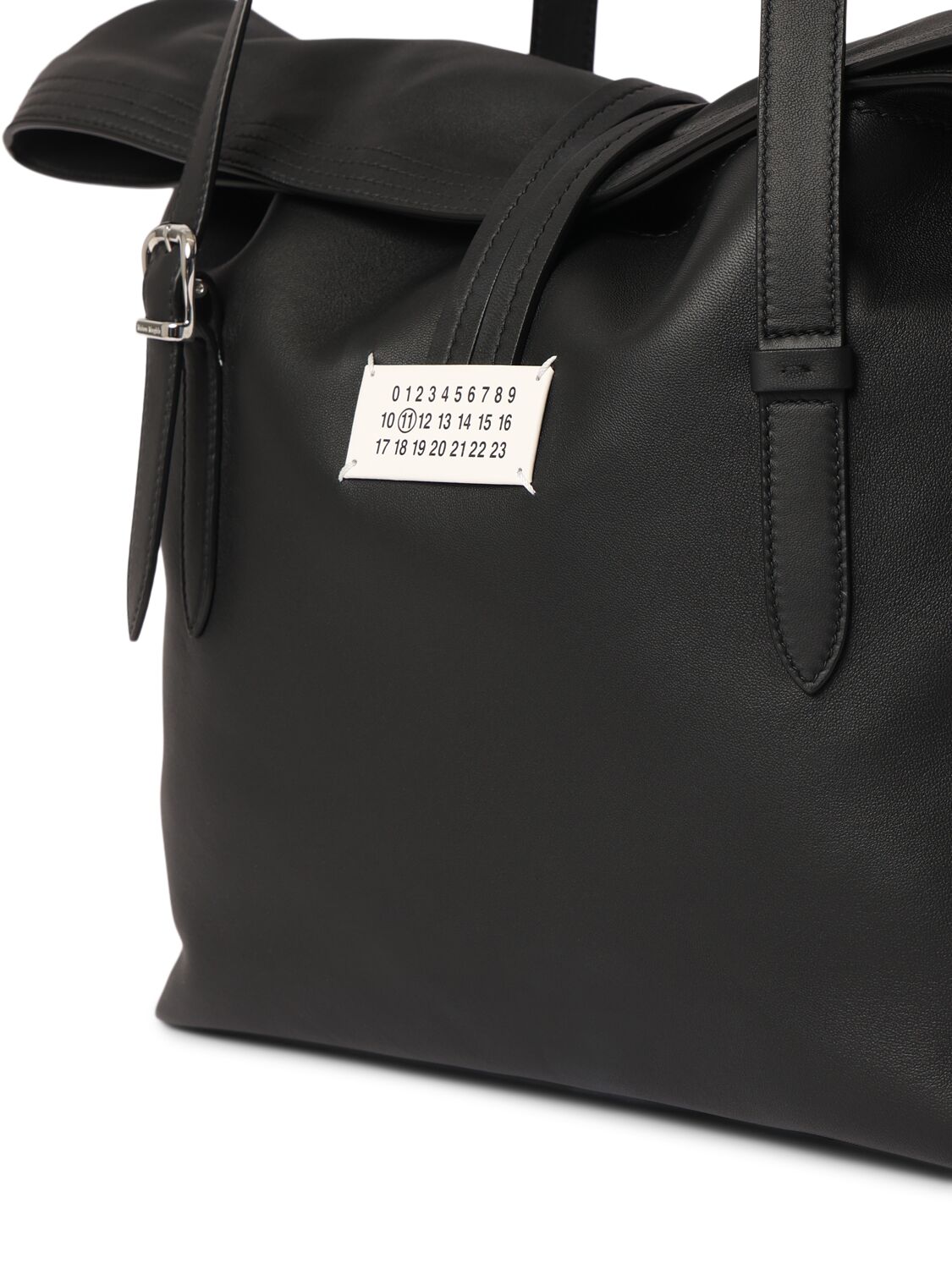 Shop Maison Margiela Paper Medium Leather Shoulder Bag In Black