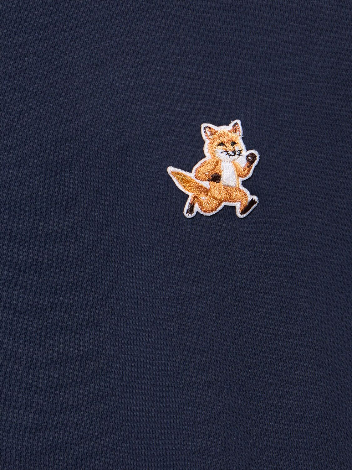 Shop Maison Kitsuné Speedy Fox Patch Comfort T-shirt In 잉크 블루