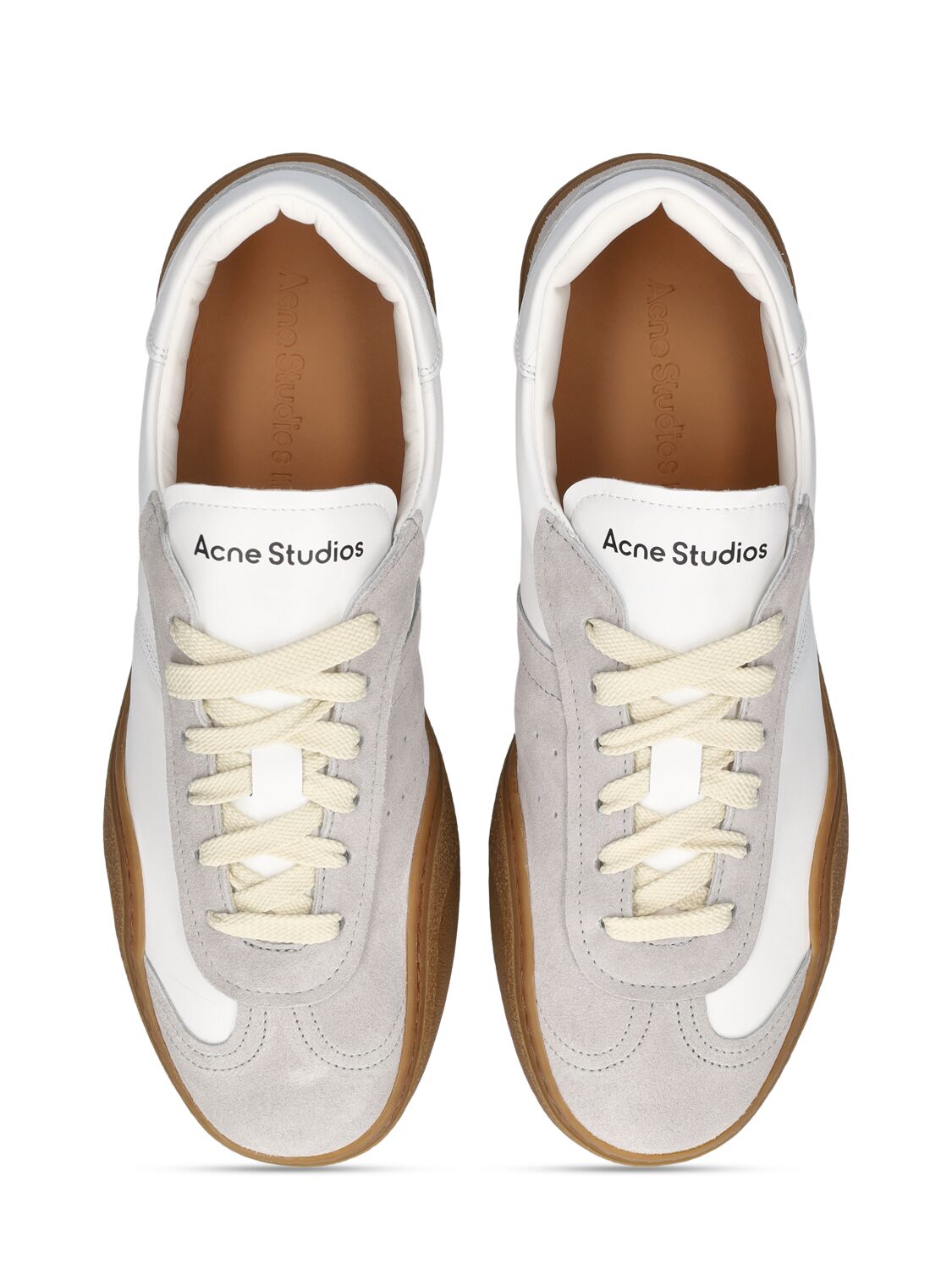 Shop Acne Studios Bars Low Top Sneakers In White,brown