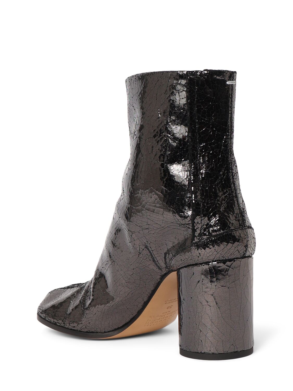 Shop Maison Margiela 80mm Tabi Mirror Leather Ankle Boots In Silver/black