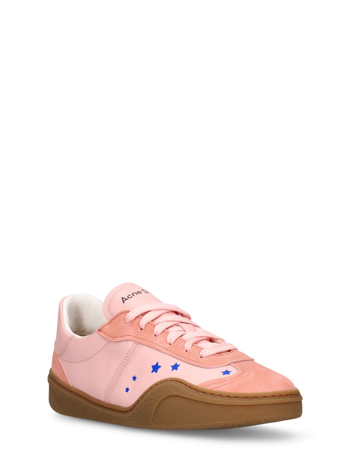 Shop Acne Studios Bars Stars Leather Sneakers In Pink,tan