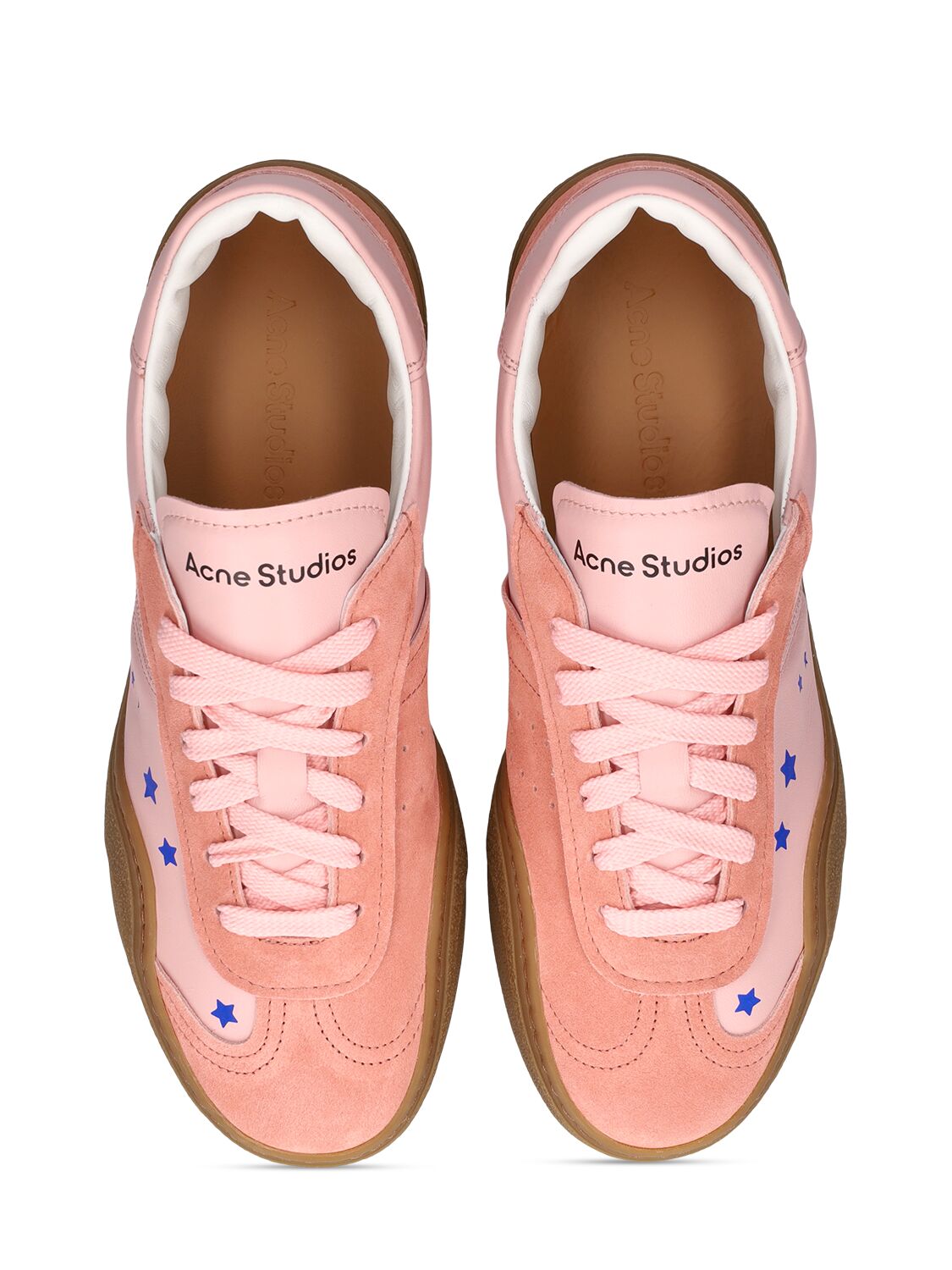 Shop Acne Studios Bars Stars Leather Sneakers In Pink,tan