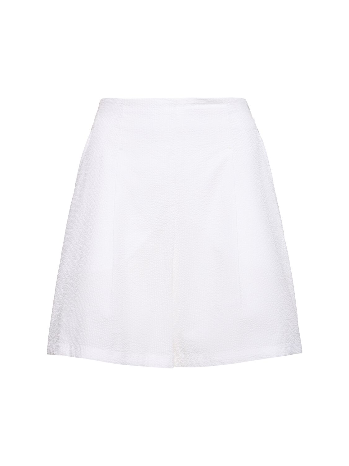 Max Mara Canale Seersucker Cotton Shorts In White