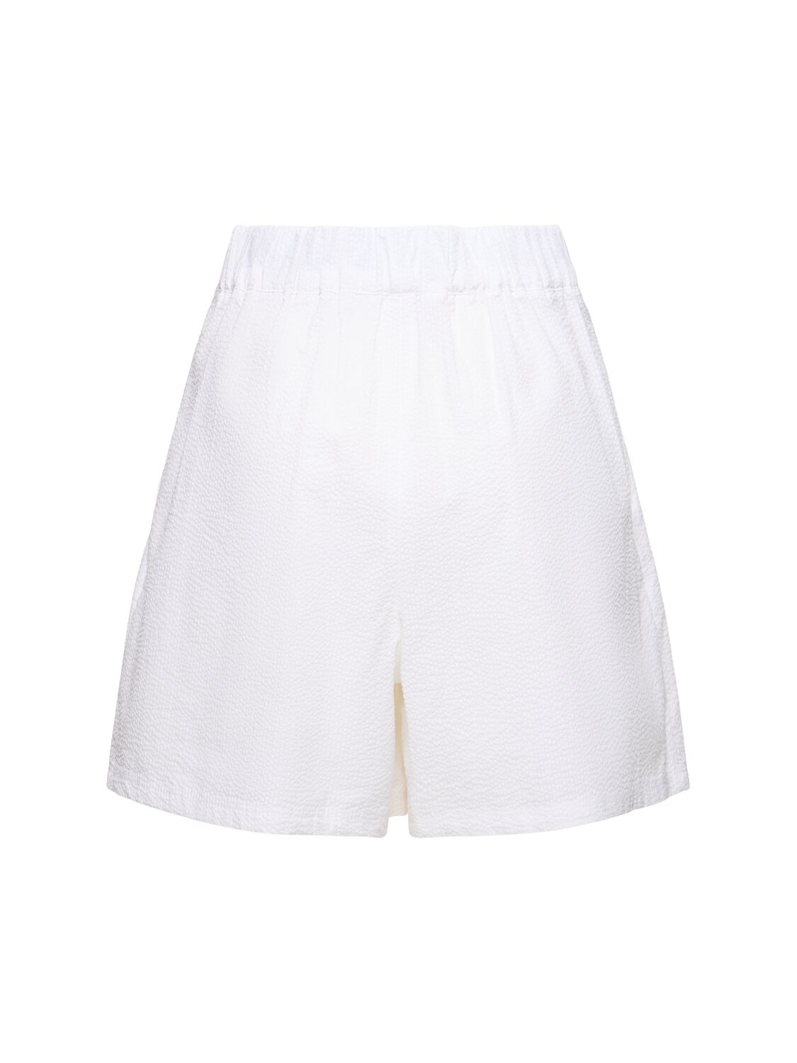 Shop Max Mara Canale Seersucker Cotton Shorts In White