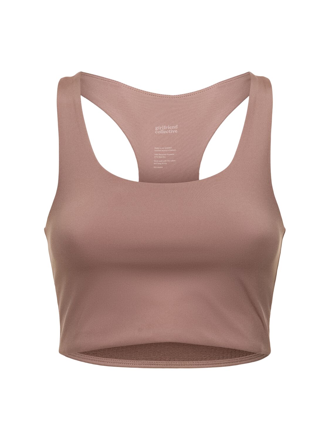 Girlfriend Collective Paloma Stretch Tech Bra Top In Brown