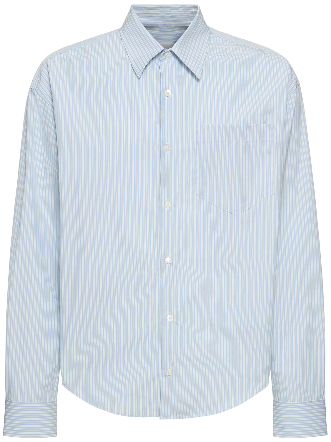 Ami Alexandre Mattiussi Striped Cotton Boxy Fit Shirt In Cashmere Blue