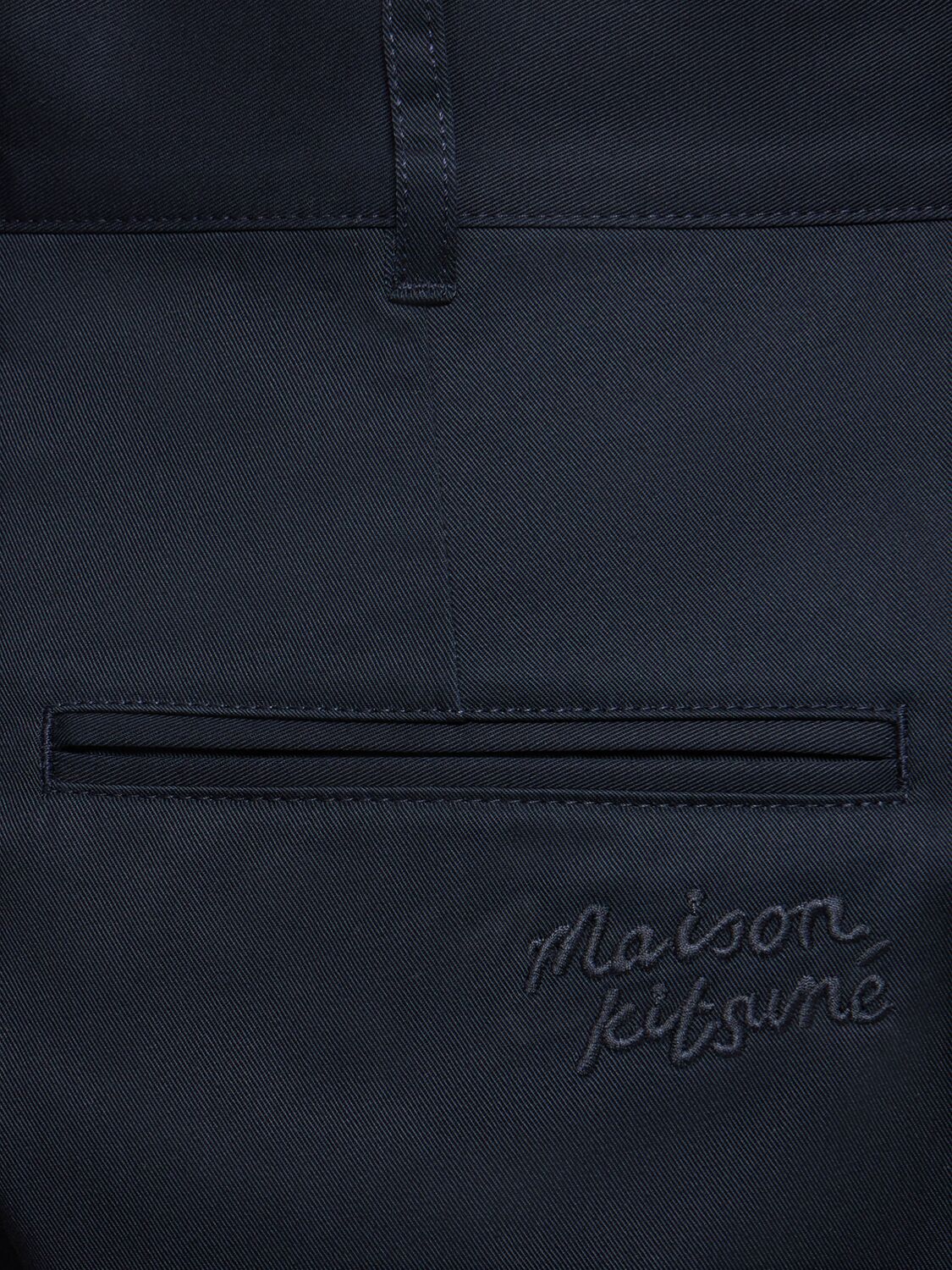 Shop Maison Kitsuné Straight Cotton Chino Pants In 네이비