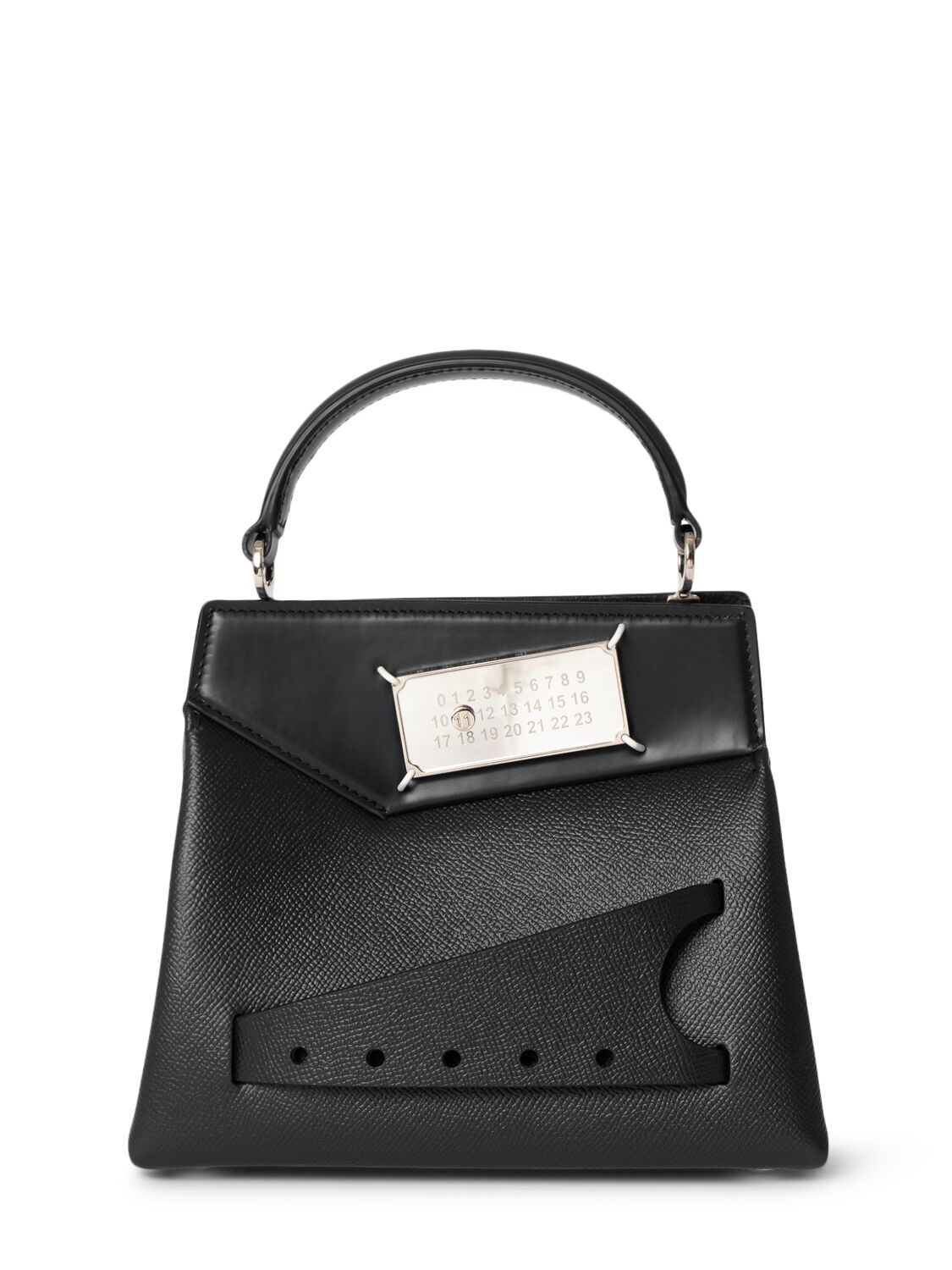 Maison Margiela Small Snatched Grainy Leather Bag In Black