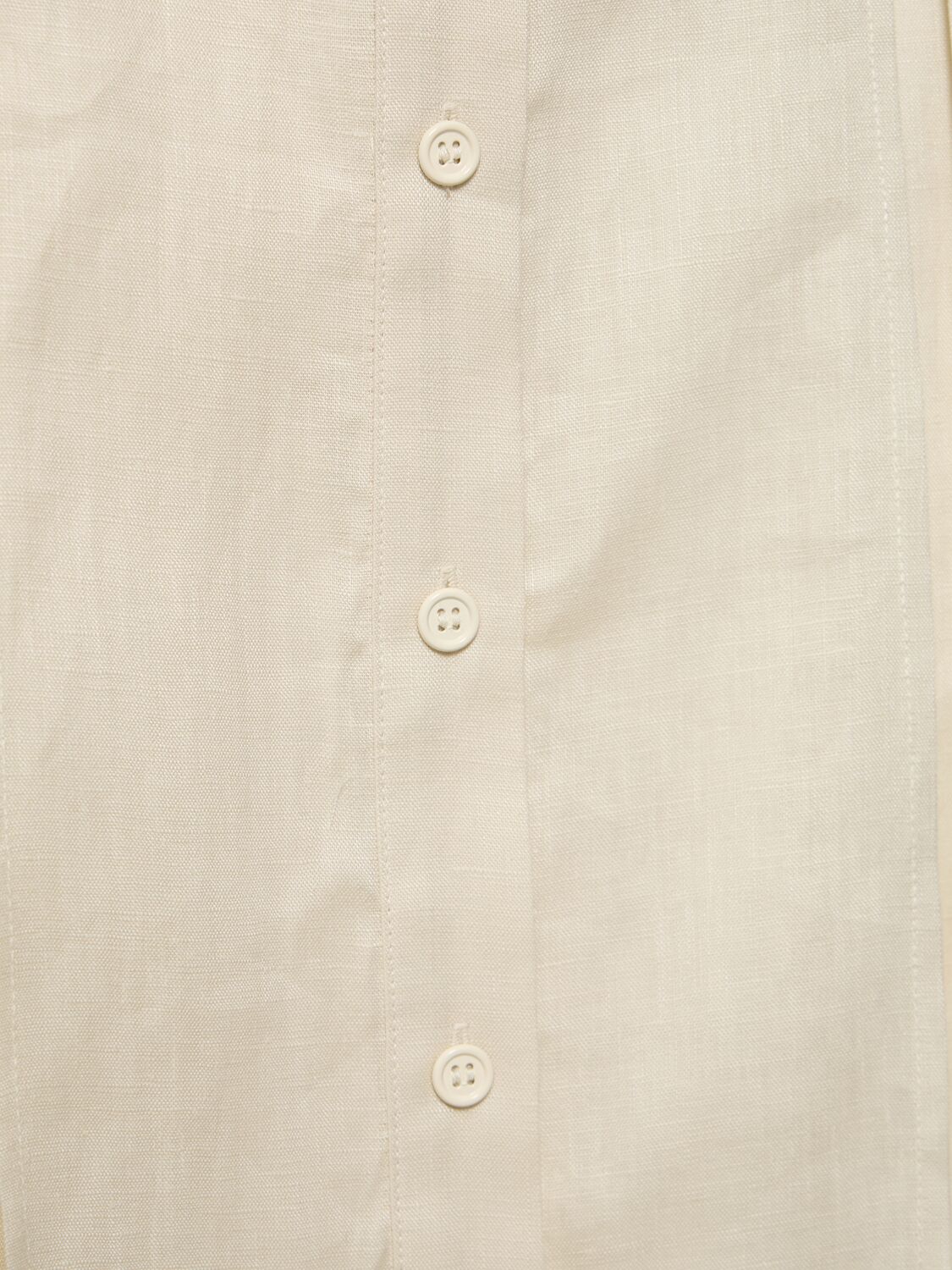 Shop Max Mara Nocino Belted Linen Midi Shirt Dress In Ecru