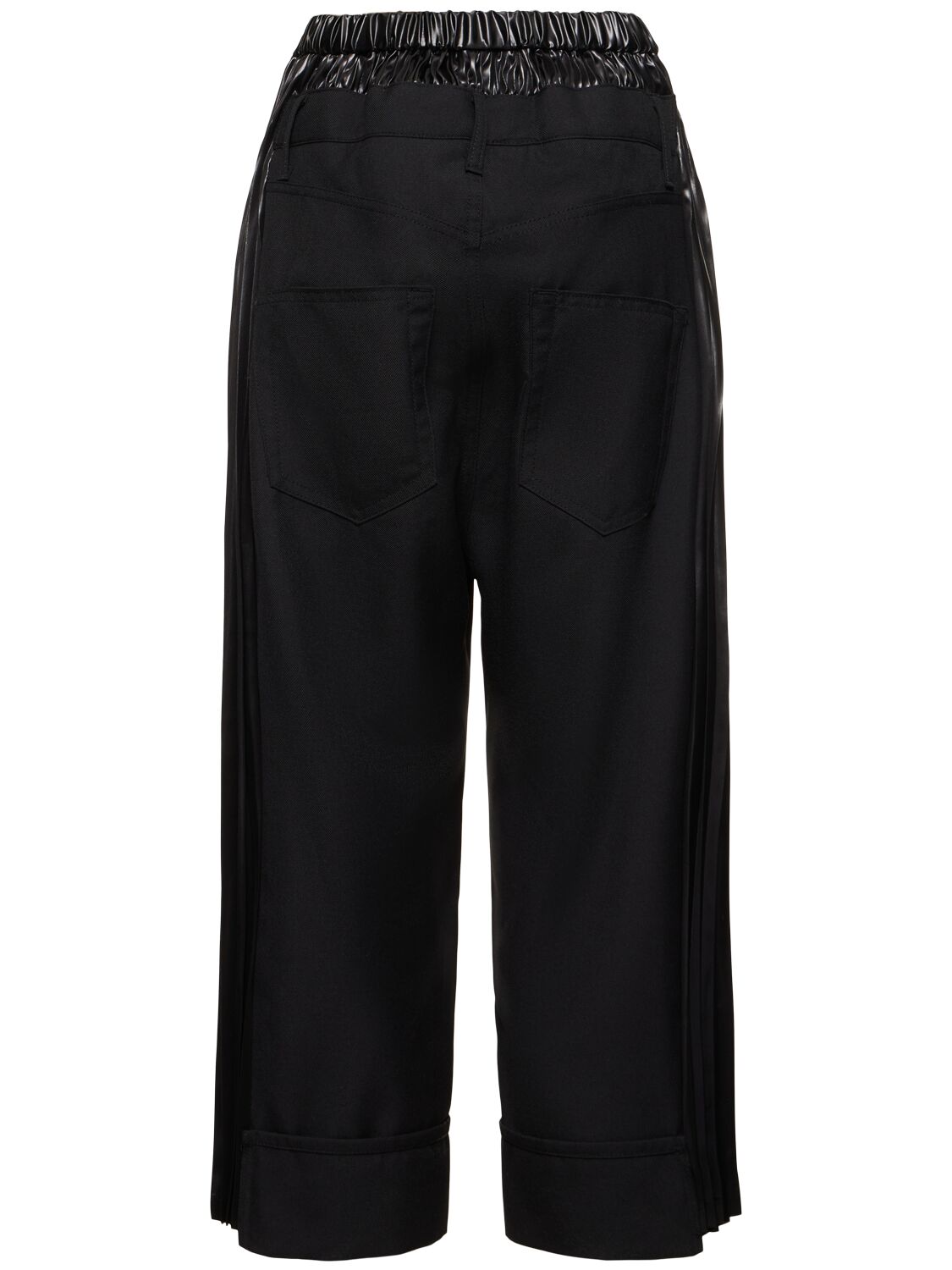 Shop Junya Watanabe Wool Blend Serge & Satin Pants In 블랙