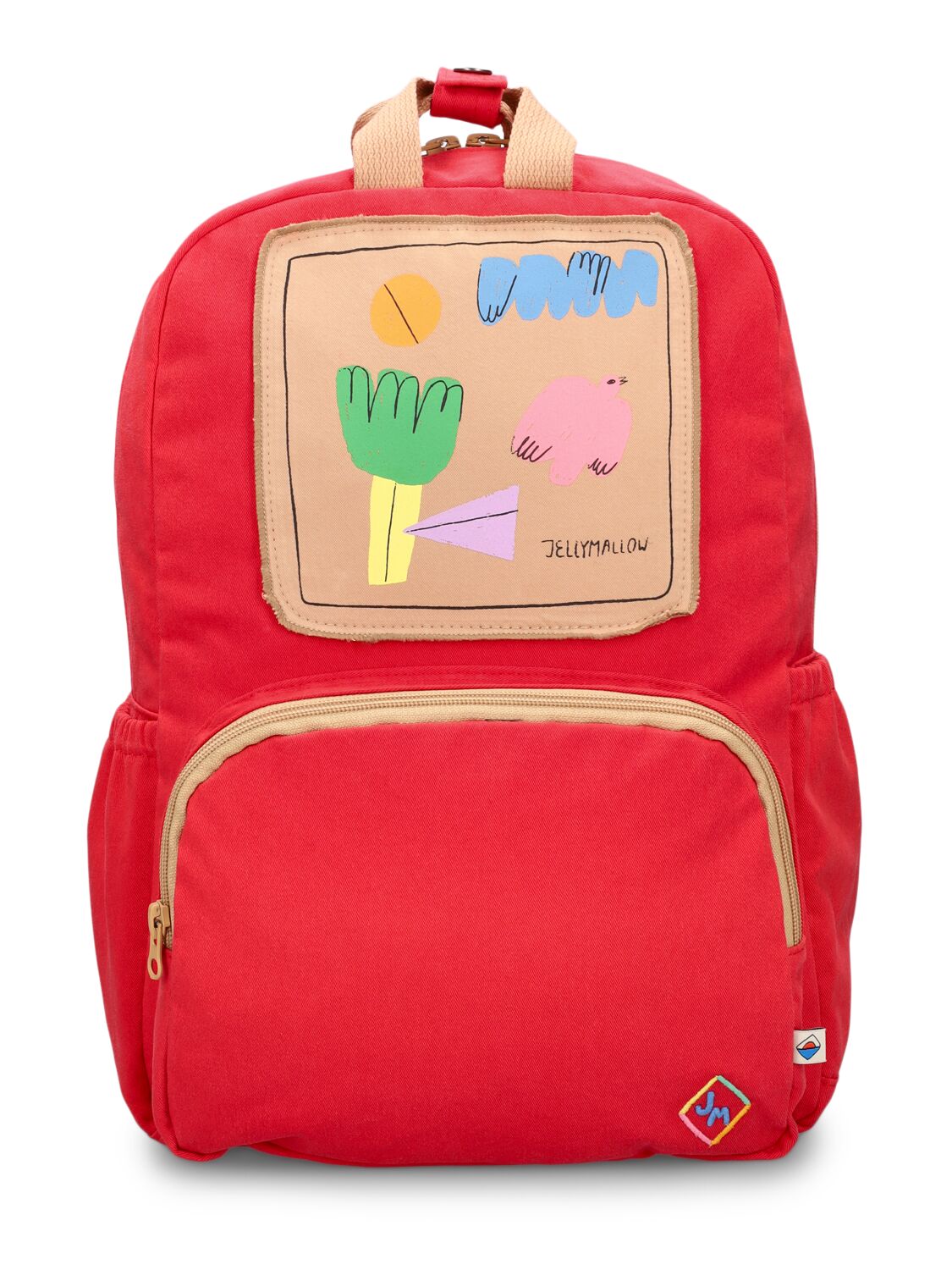 Jellymallow Kids' Printed Cotton Backpack In 레드