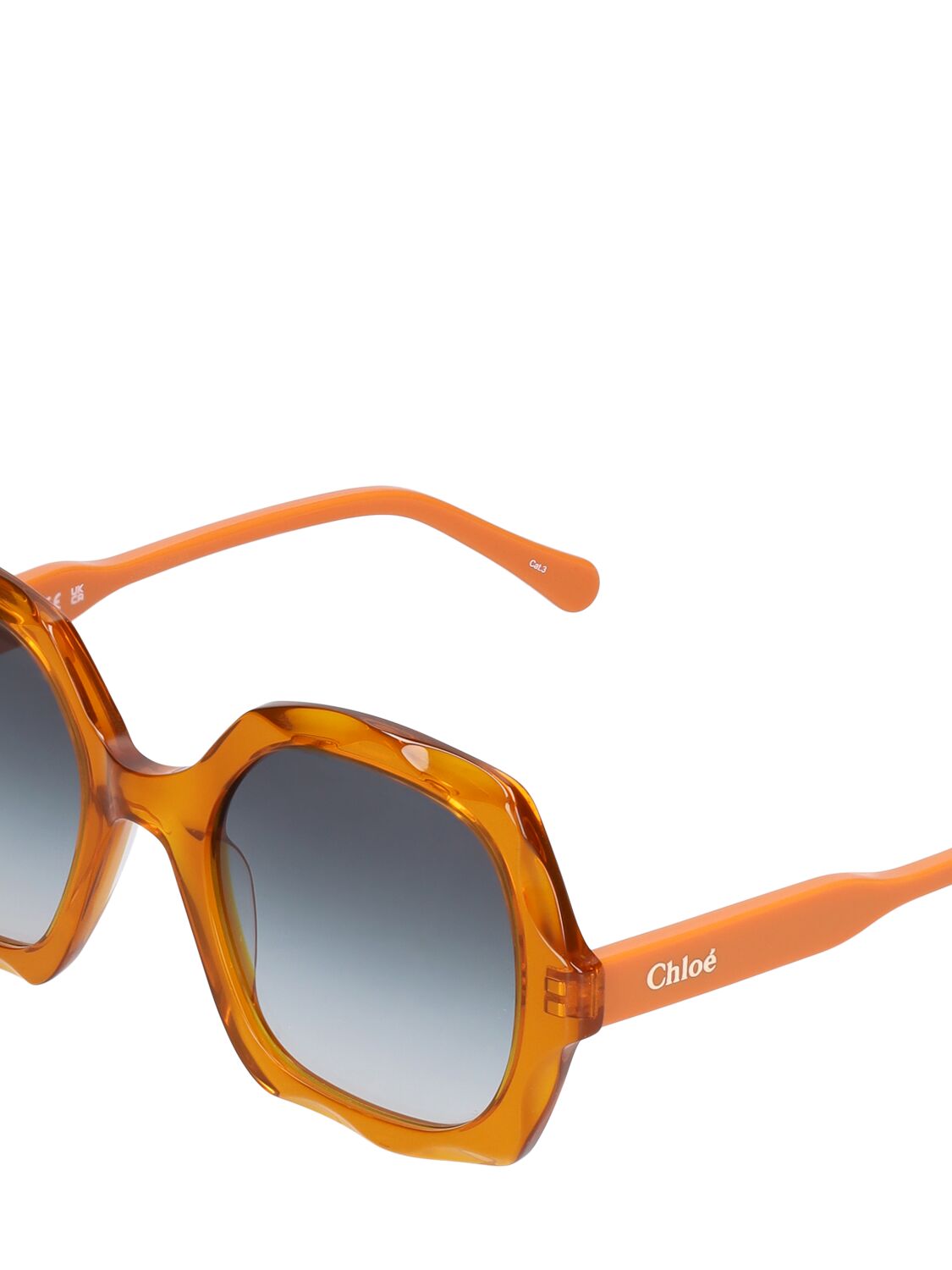Shop Chloé Scalloped Squared Bio-acetate Sunglasses In Orange,grey