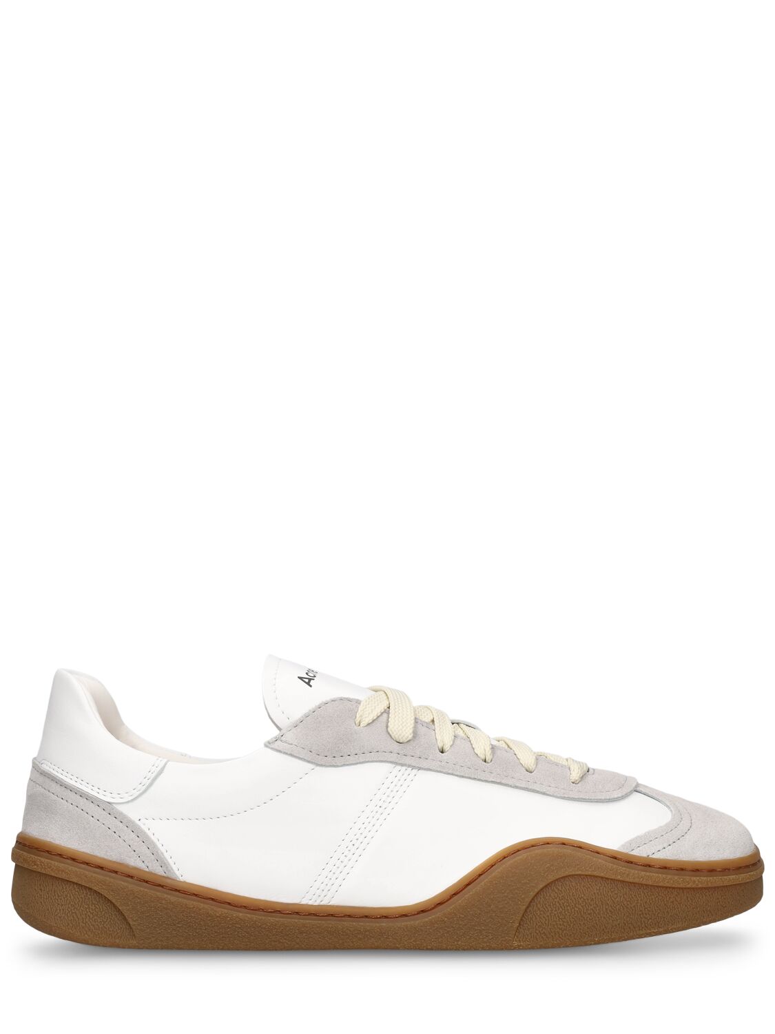 Shop Acne Studios Bars Leather Sneakers In White,tan