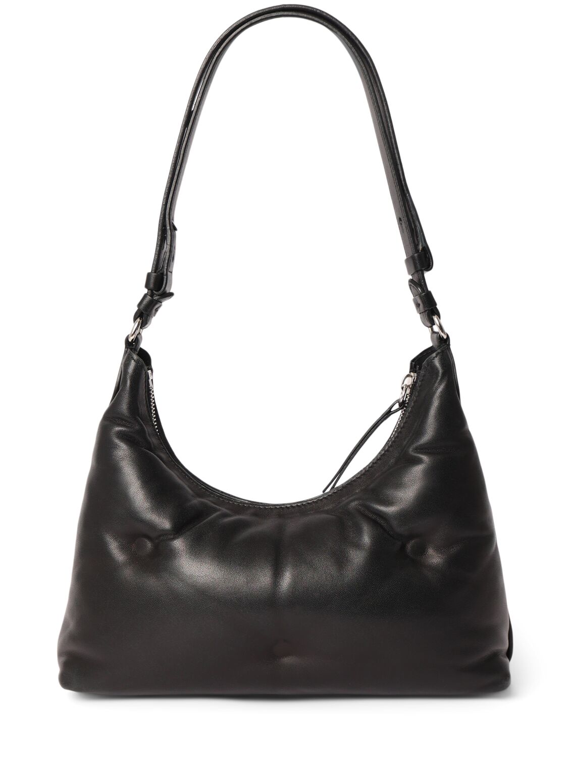 Shop Maison Margiela Small Glam Slam Hobo Quilted Leather Bag In Black