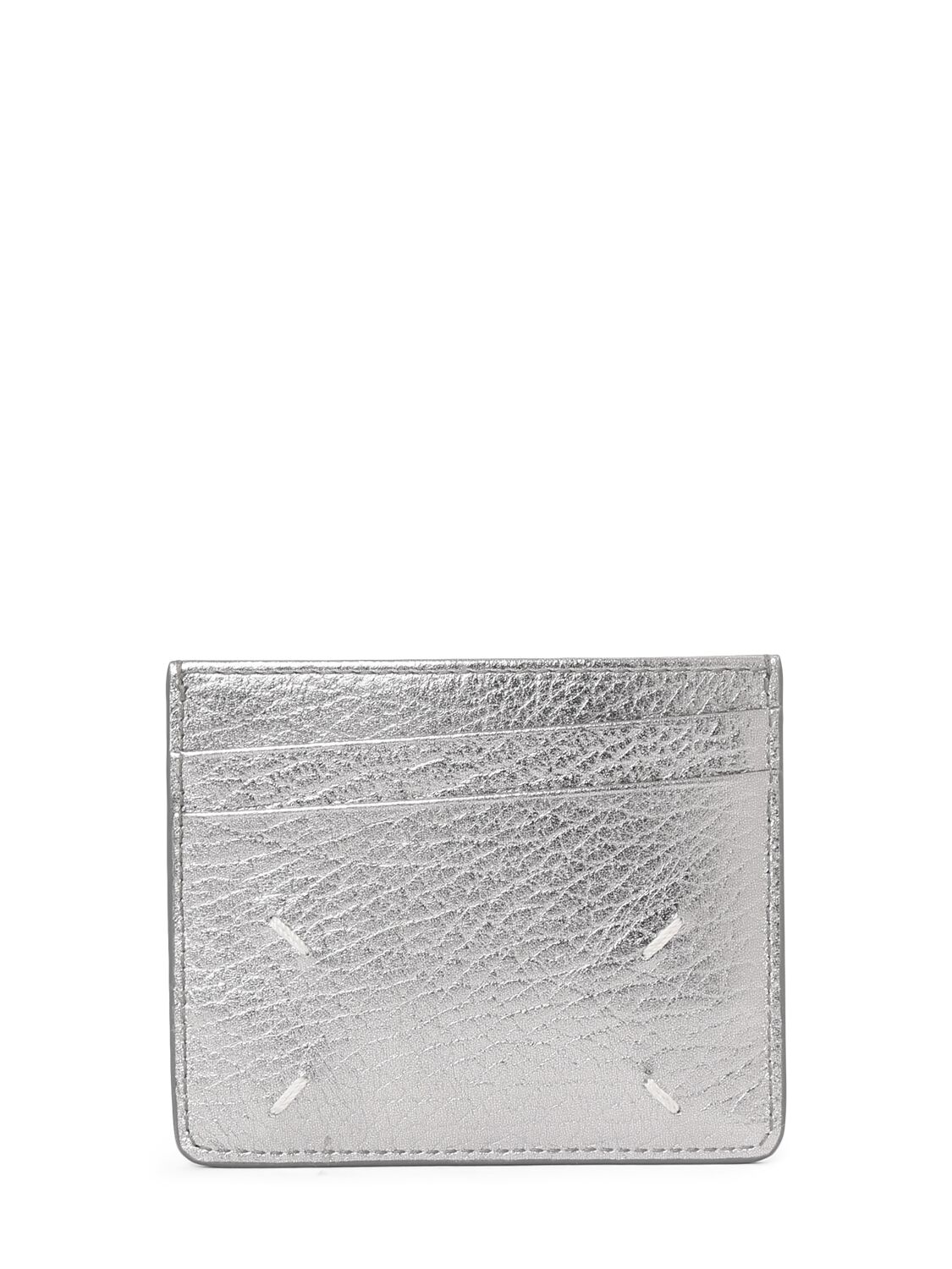 Maison Margiela Slim Gap Metallized Leather Card Holder In Metallic