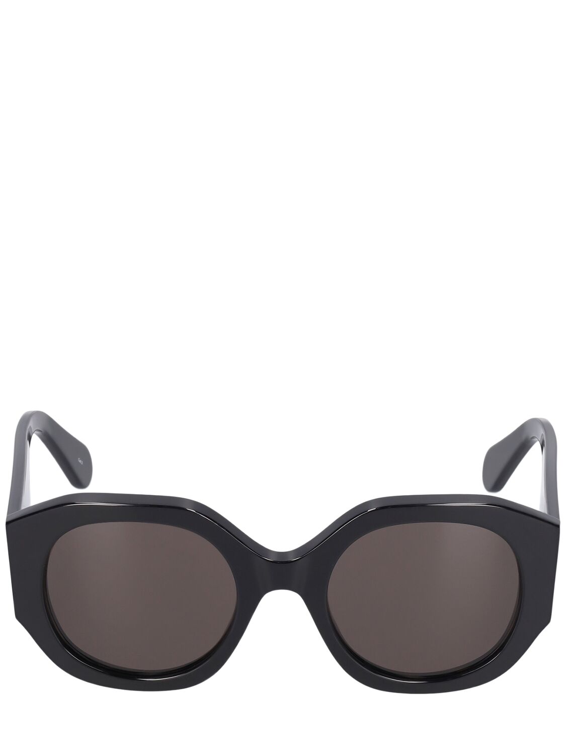 Shop Chloé Oversized Logo Round Acetate Sunglasses In Black,grey