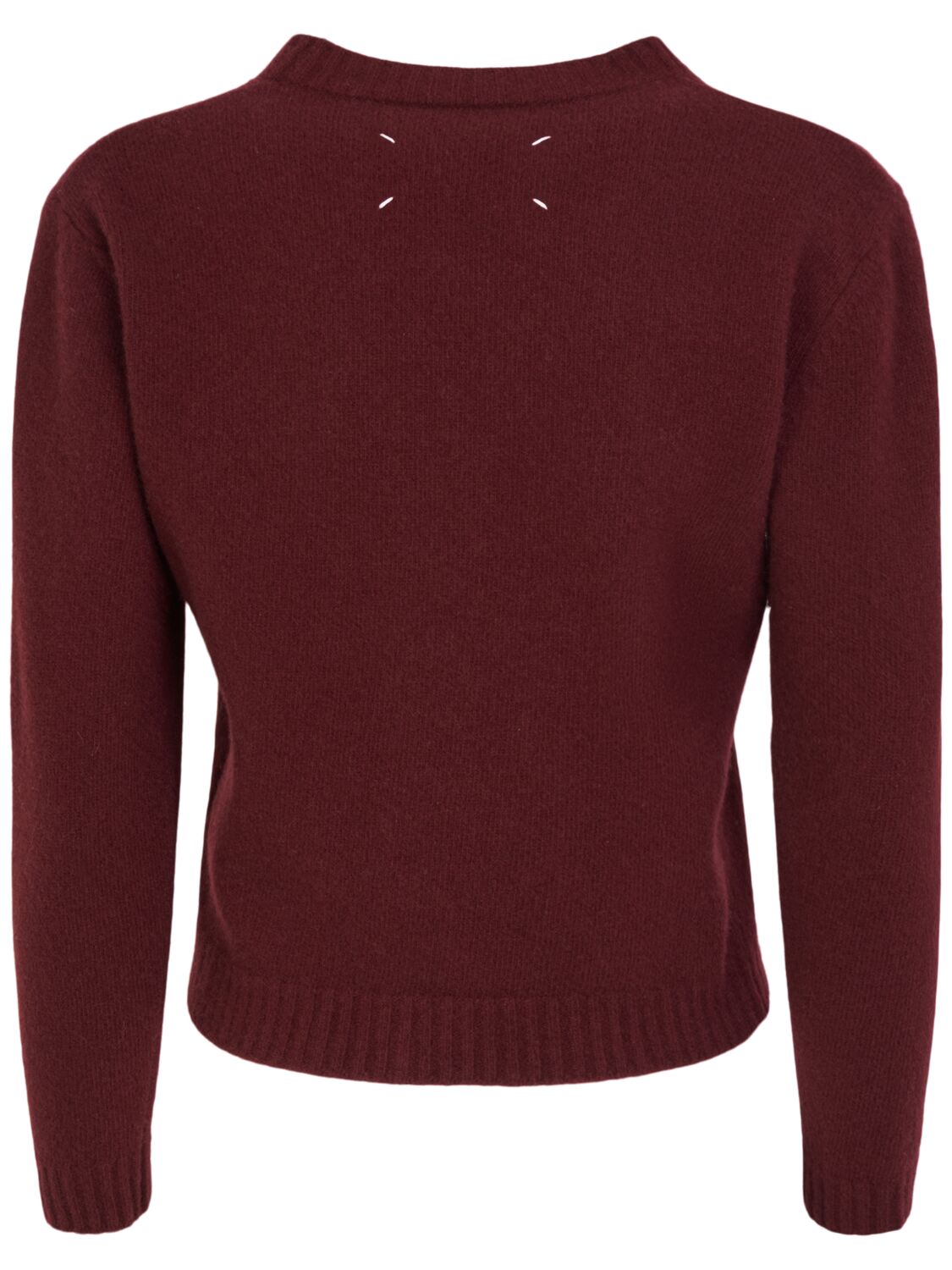 Shop Maison Margiela Washed Wool Knit Cardigan In Bordeaux